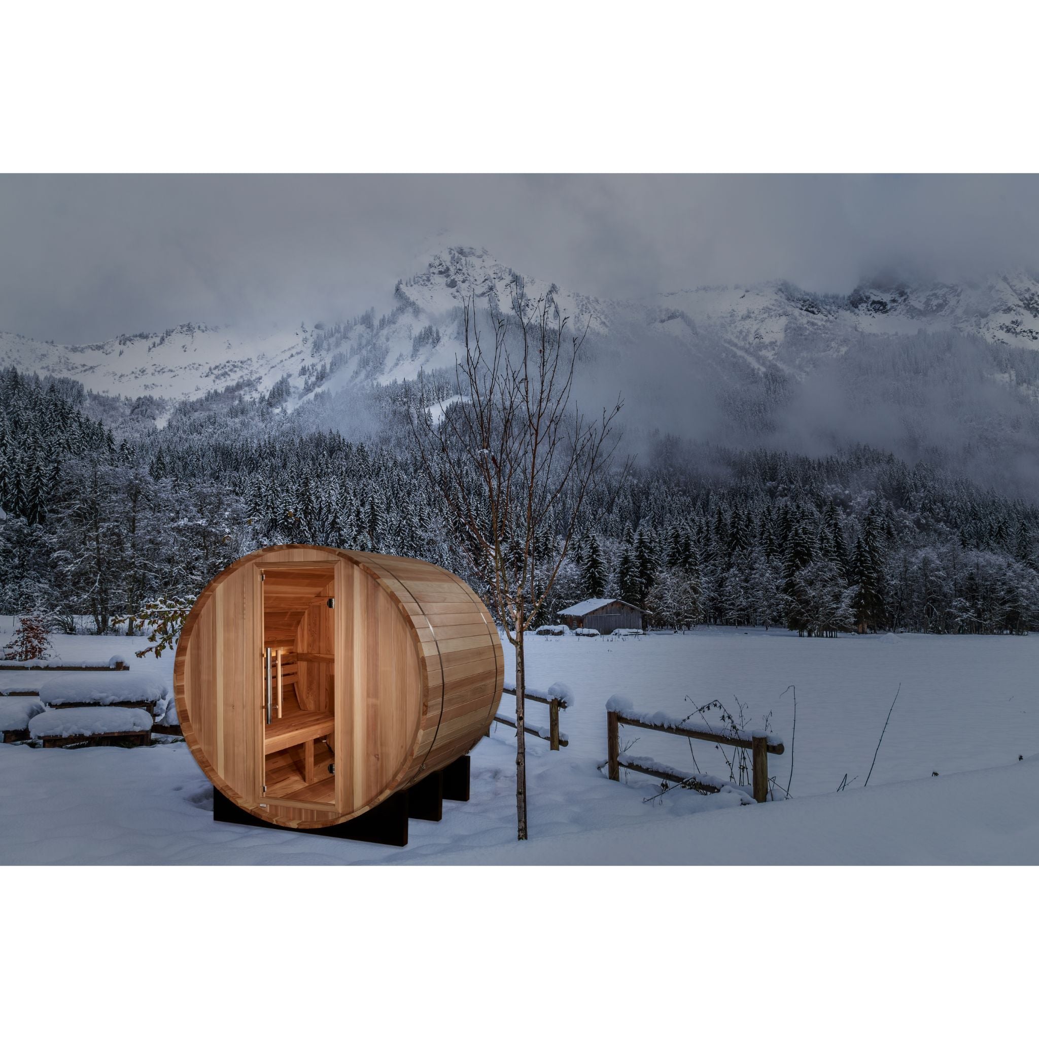 Golden Designs "St. Moritz" 2-Person Barrel Traditional Sauna – Pacific Cedar