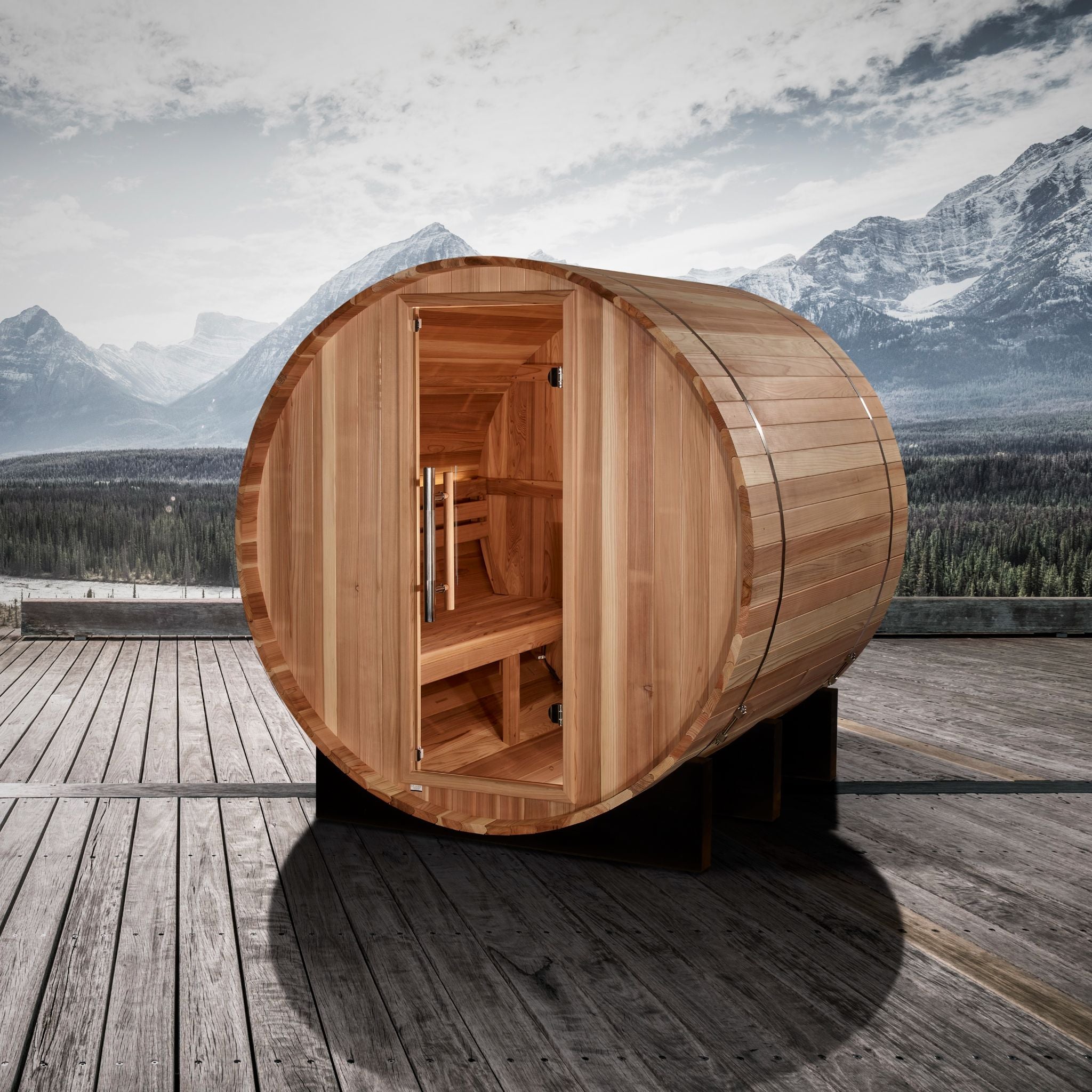 Golden Designs "St. Moritz" 2-Person Barrel Traditional Sauna – Pacific Cedar