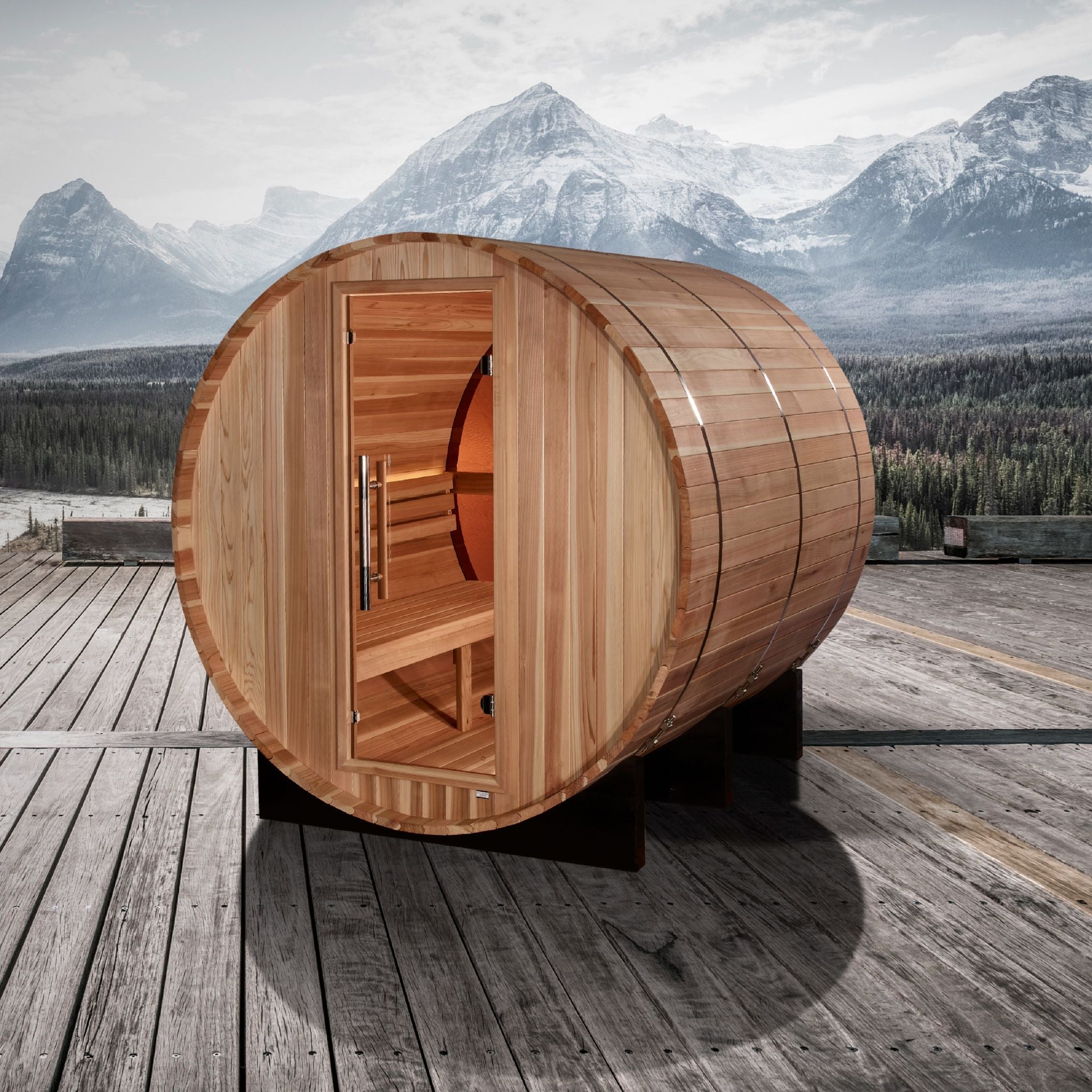 Golden Designs "Zurich" 4-Person Barrel Traditional Sauna – Pacific Cedar