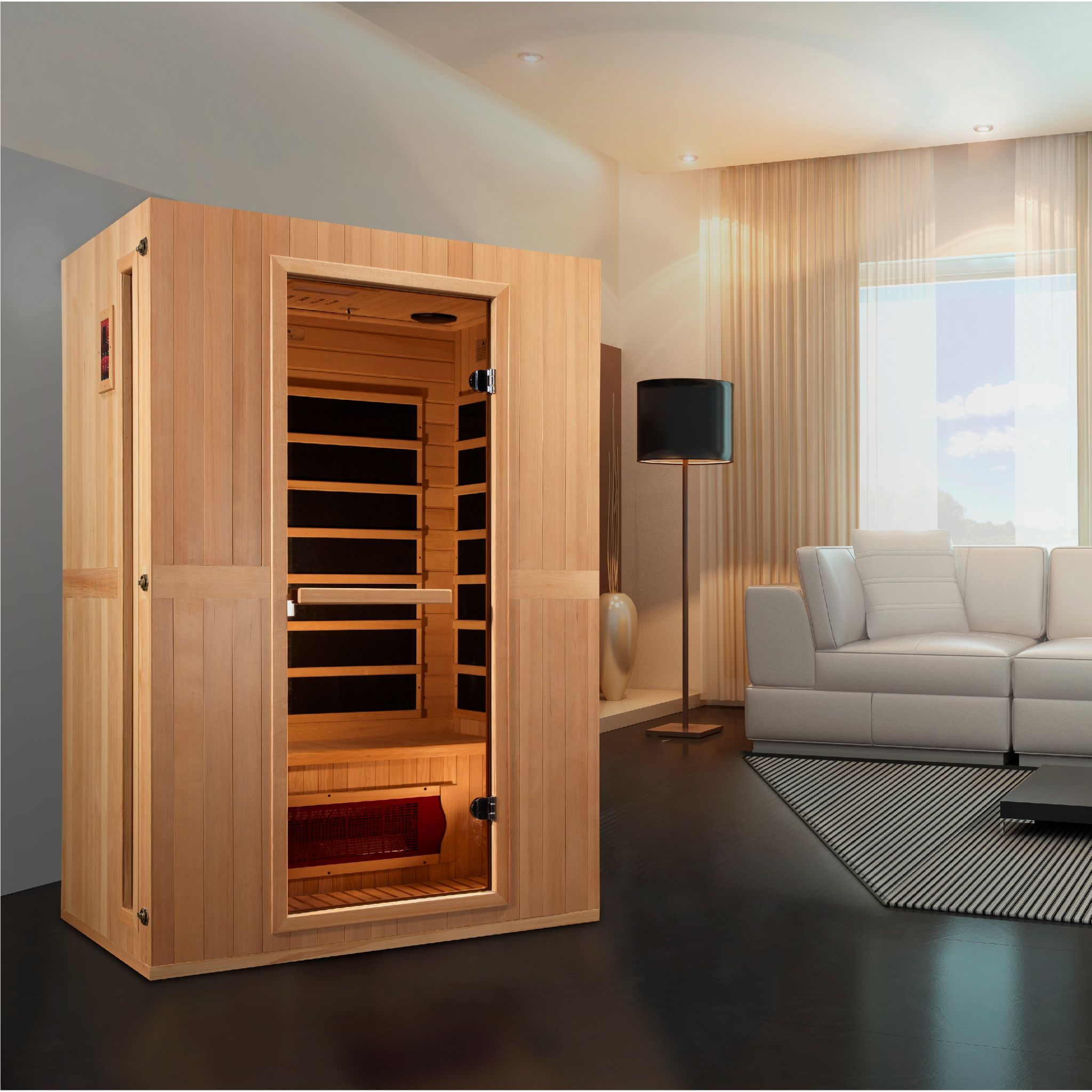 Maxxus 2 Person Low EMF FAR Infrared Sauna – Canadian Hemlock