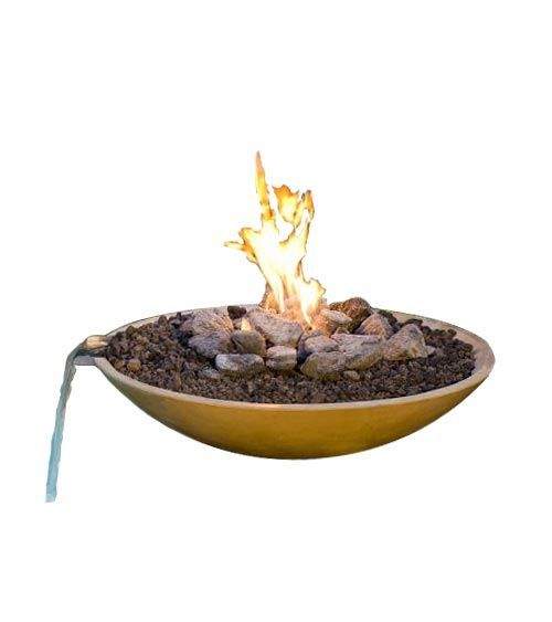 American Fyre Designs - Marseille GFRC 32-Inch Fire Bowl with Water Spout