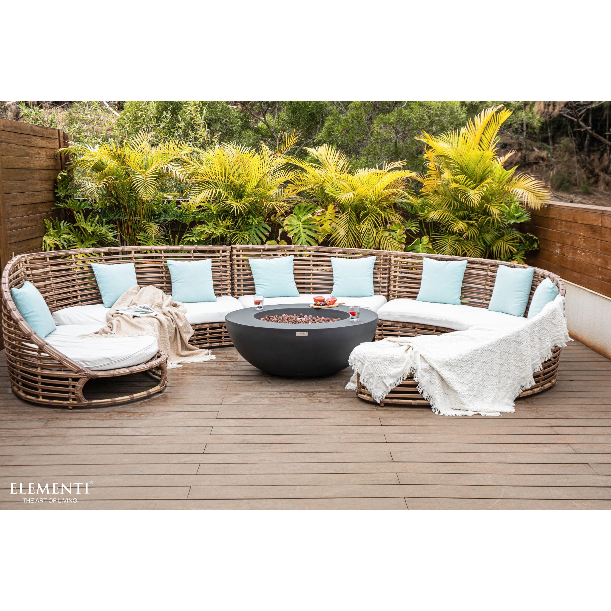 Lunar Bowl 42” Concrete Fire Table – Dark Gray