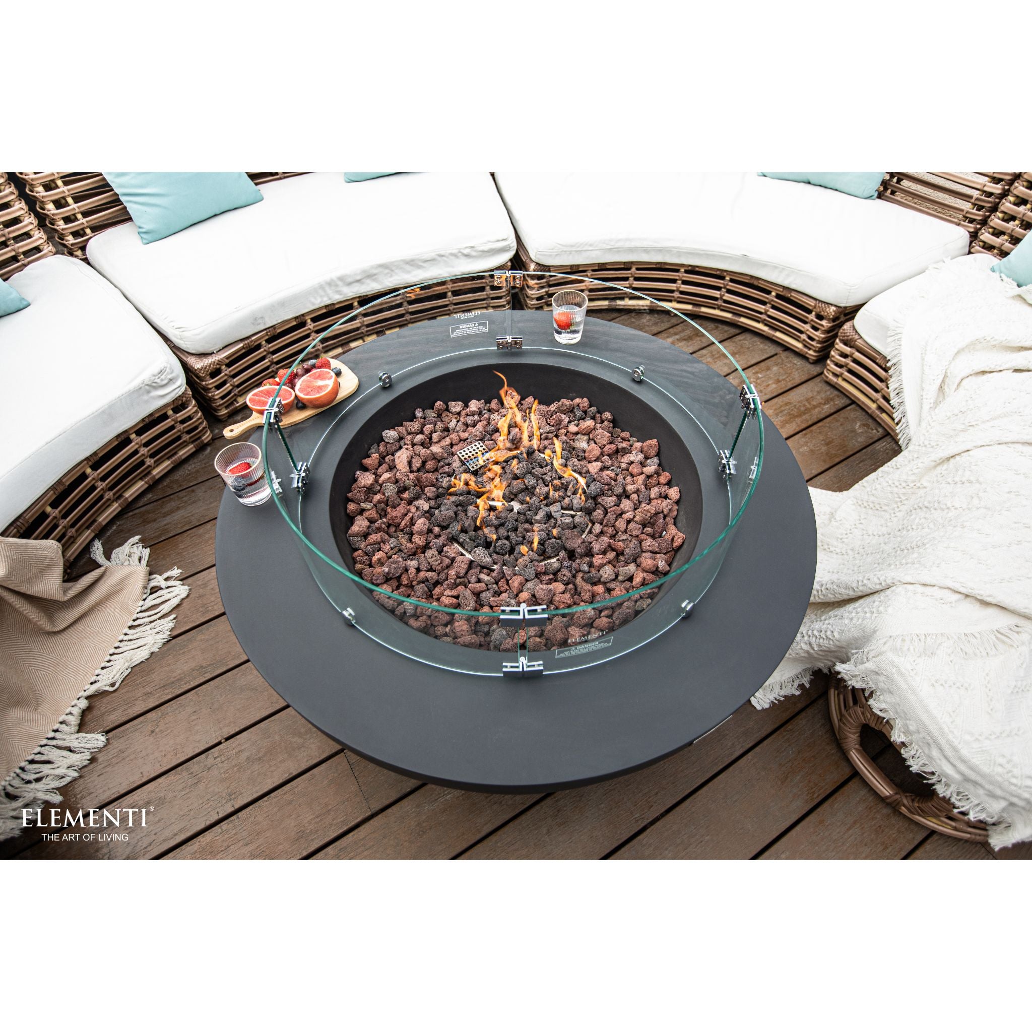 Lunar Bowl 42” Concrete Fire Table – Dark Gray
