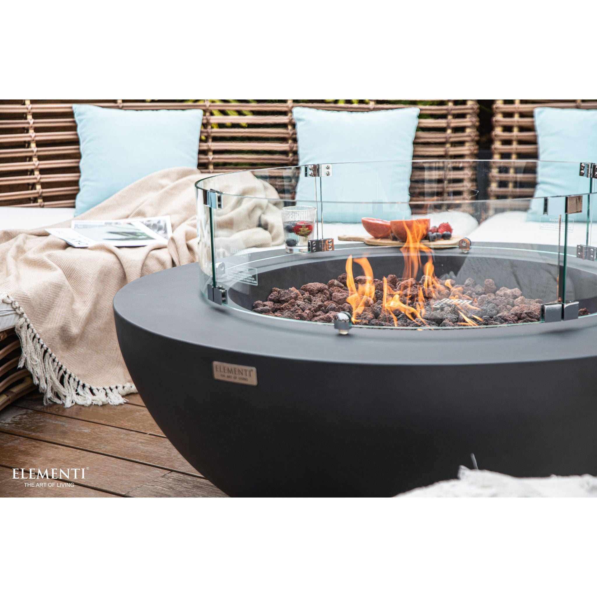 Lunar Bowl 42” Concrete Fire Table – Dark Gray
