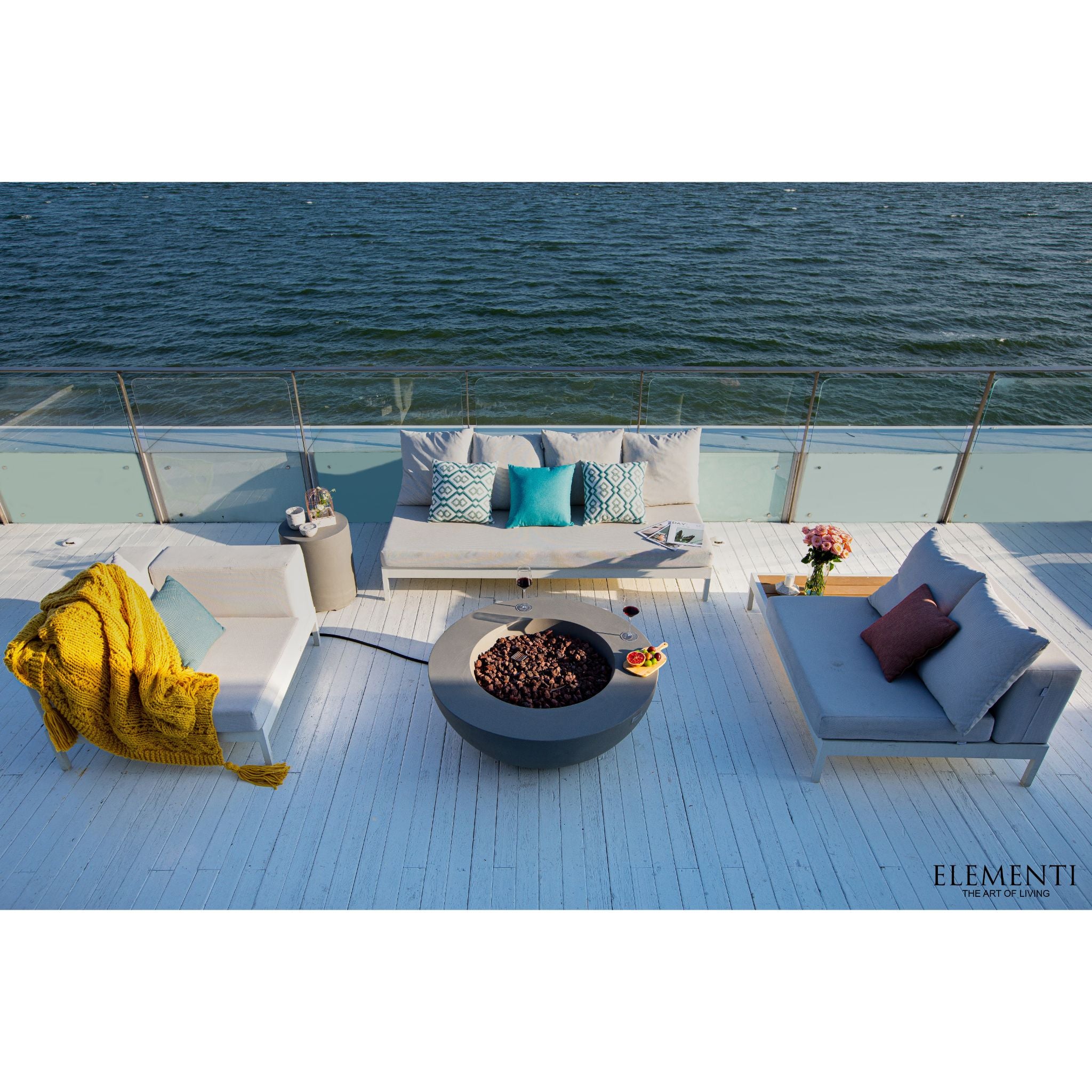 Lunar Bowl 42” Concrete Fire Table – Light Gray