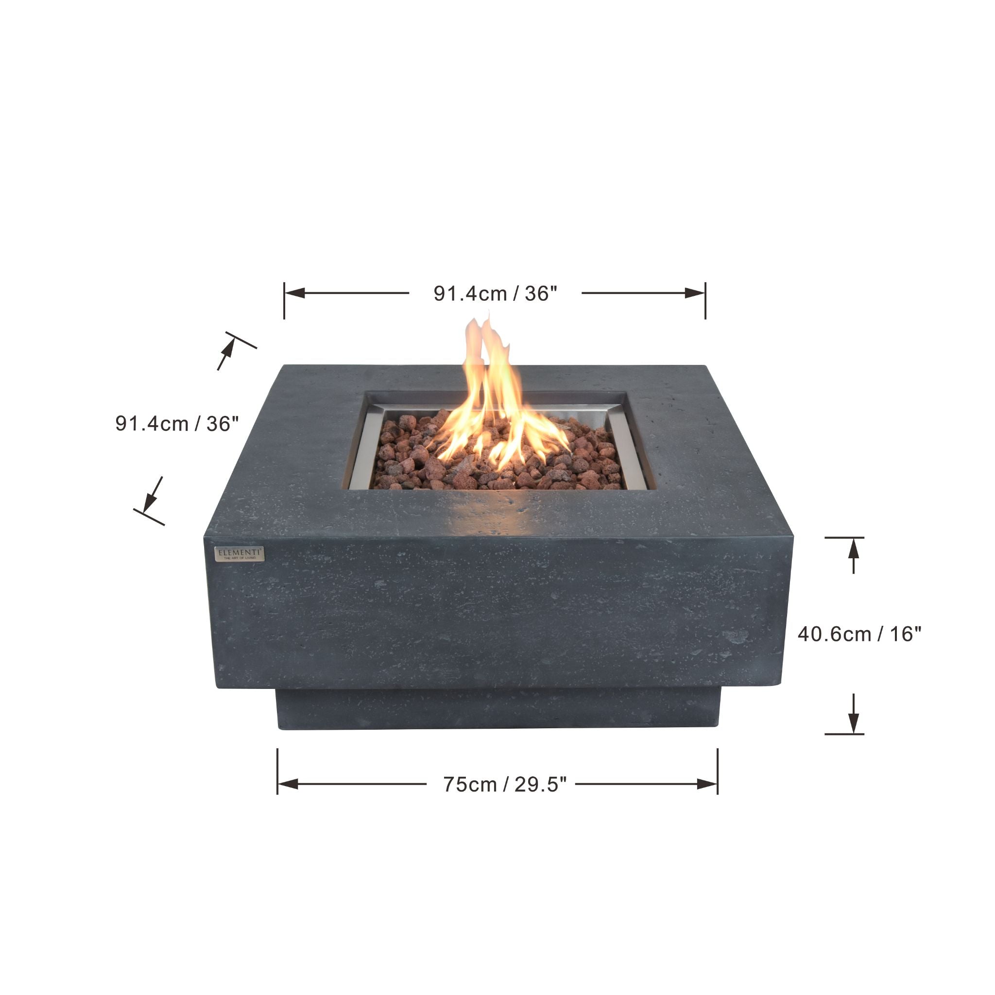Manhattan 36” Concrete Fire Table – Dark Gray
