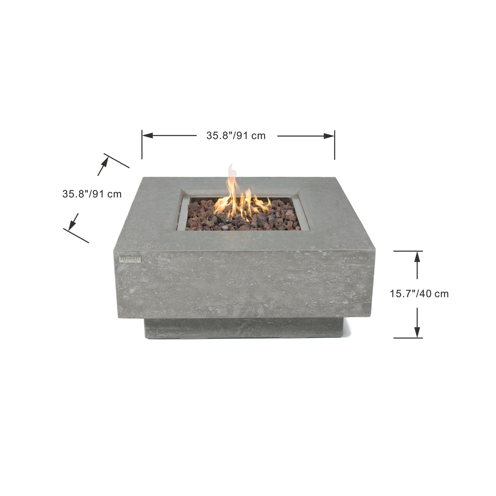 Manhattan 36” Concrete Fire Table – Light Gray