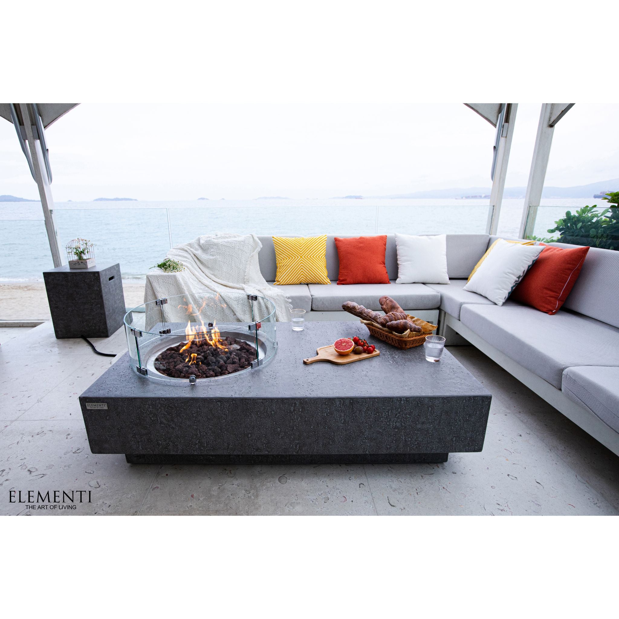 Metropolis 56” Concrete Fire Table – Light Gray