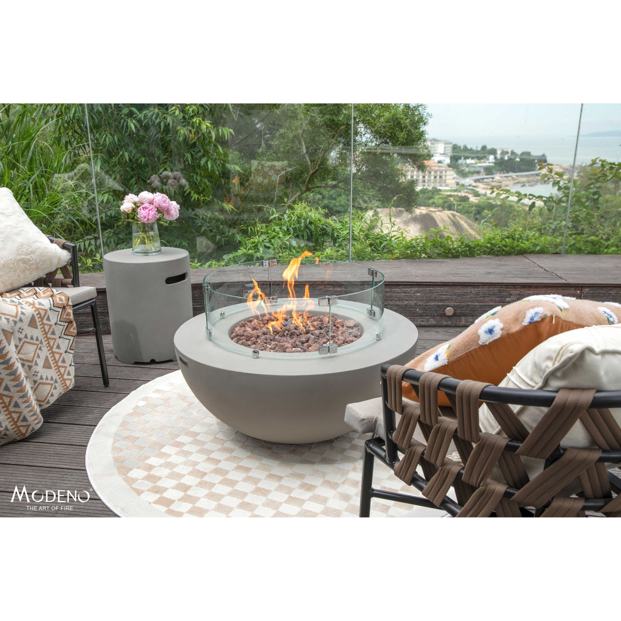 Roca 34” Concrete Fire Table - Light Gray