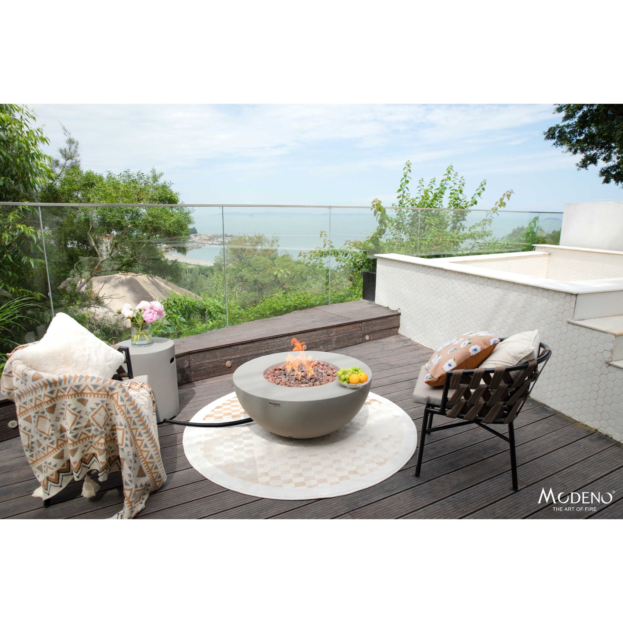 Roca 34” Concrete Fire Table - Light Gray