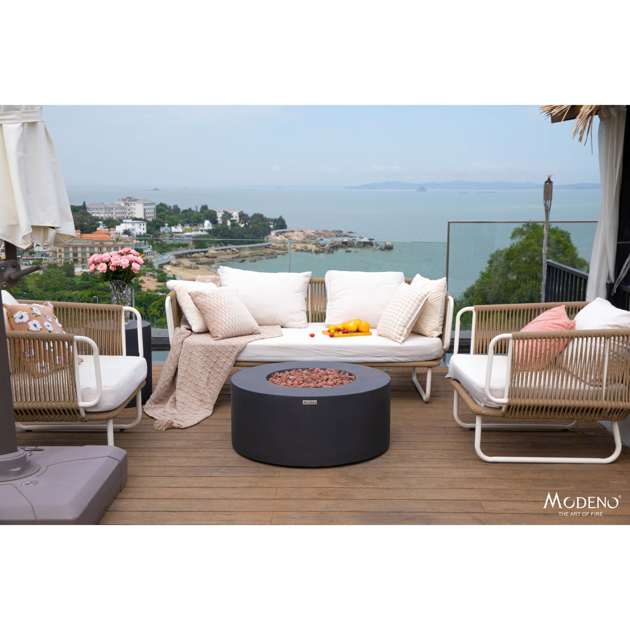 Venice 34” Concrete Fire Table - Dark Gray