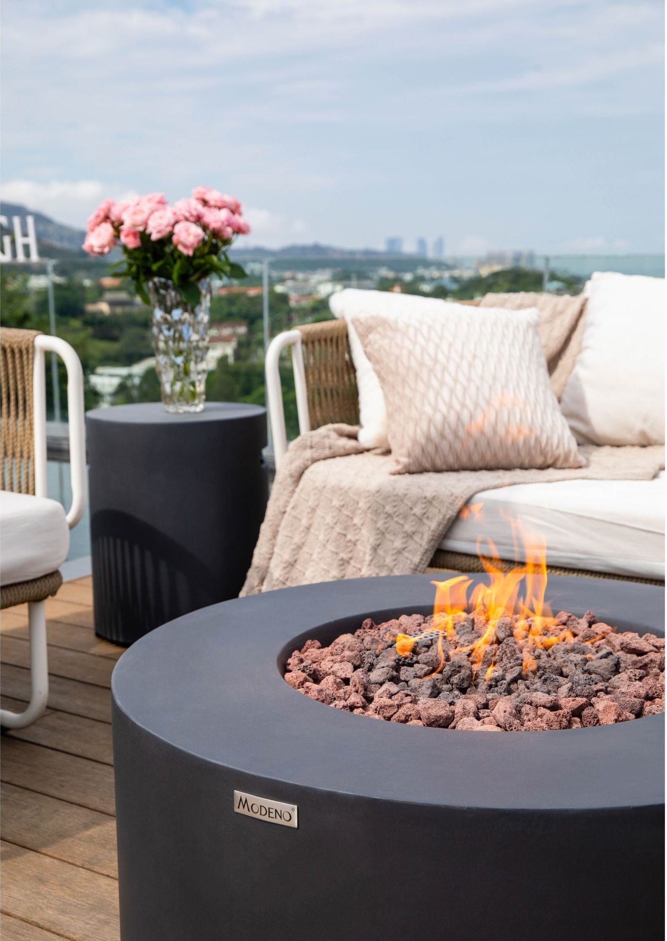 Modeno - Venice 34” Concrete Fire Table - Dark Gray