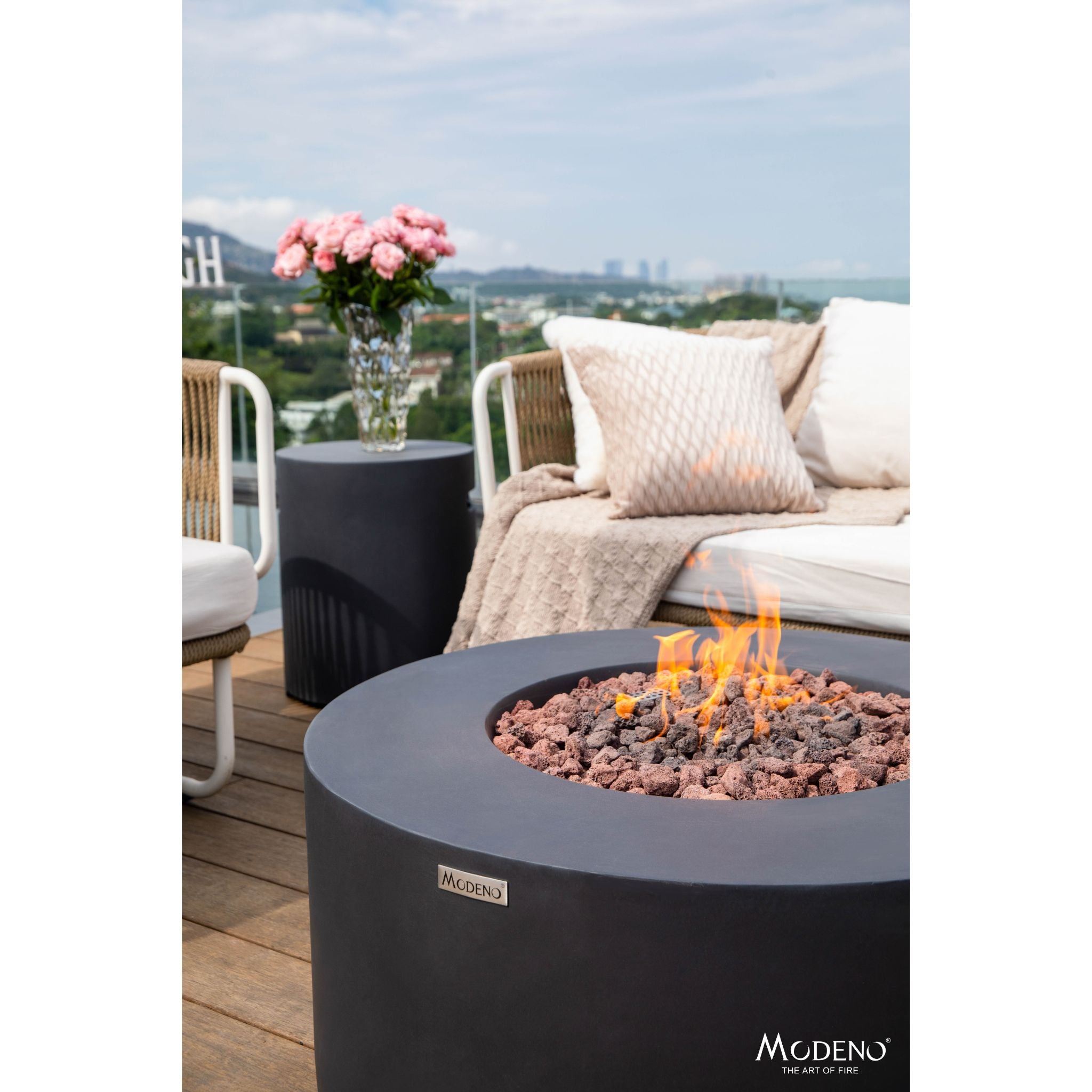 Venice 34” Concrete Fire Table - Dark Gray
