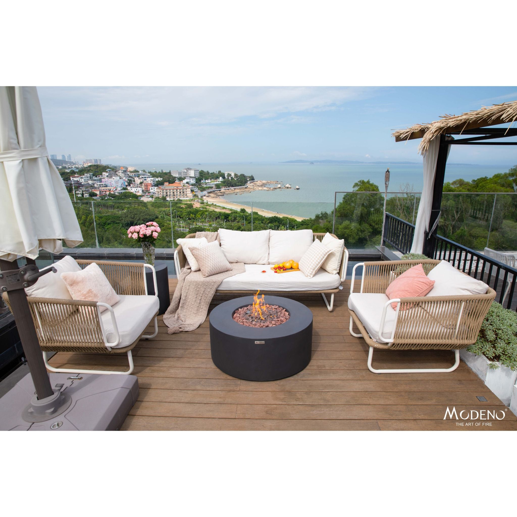 Venice 34” Concrete Fire Table - Dark Gray