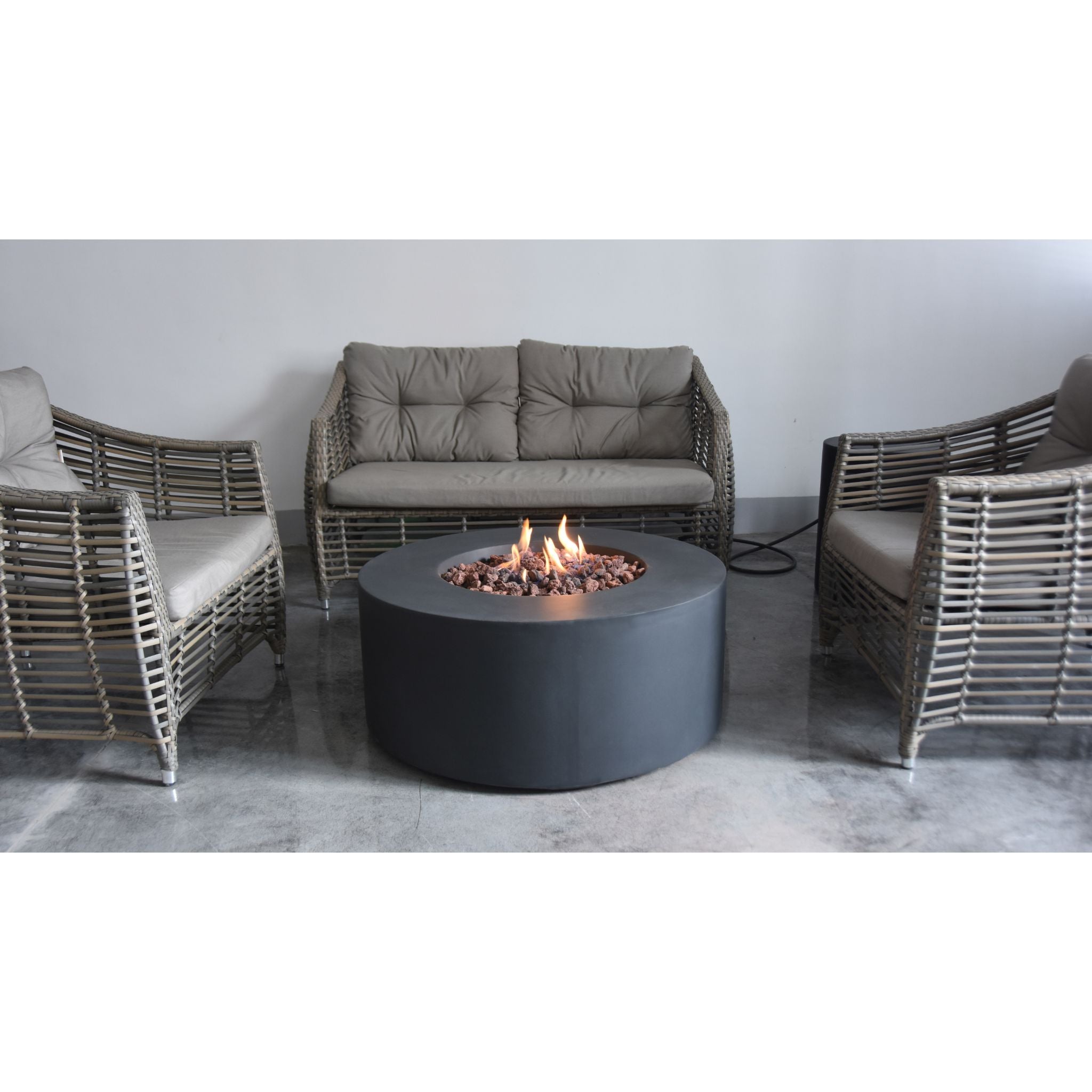 Venice 34” Concrete Fire Table - Dark Gray