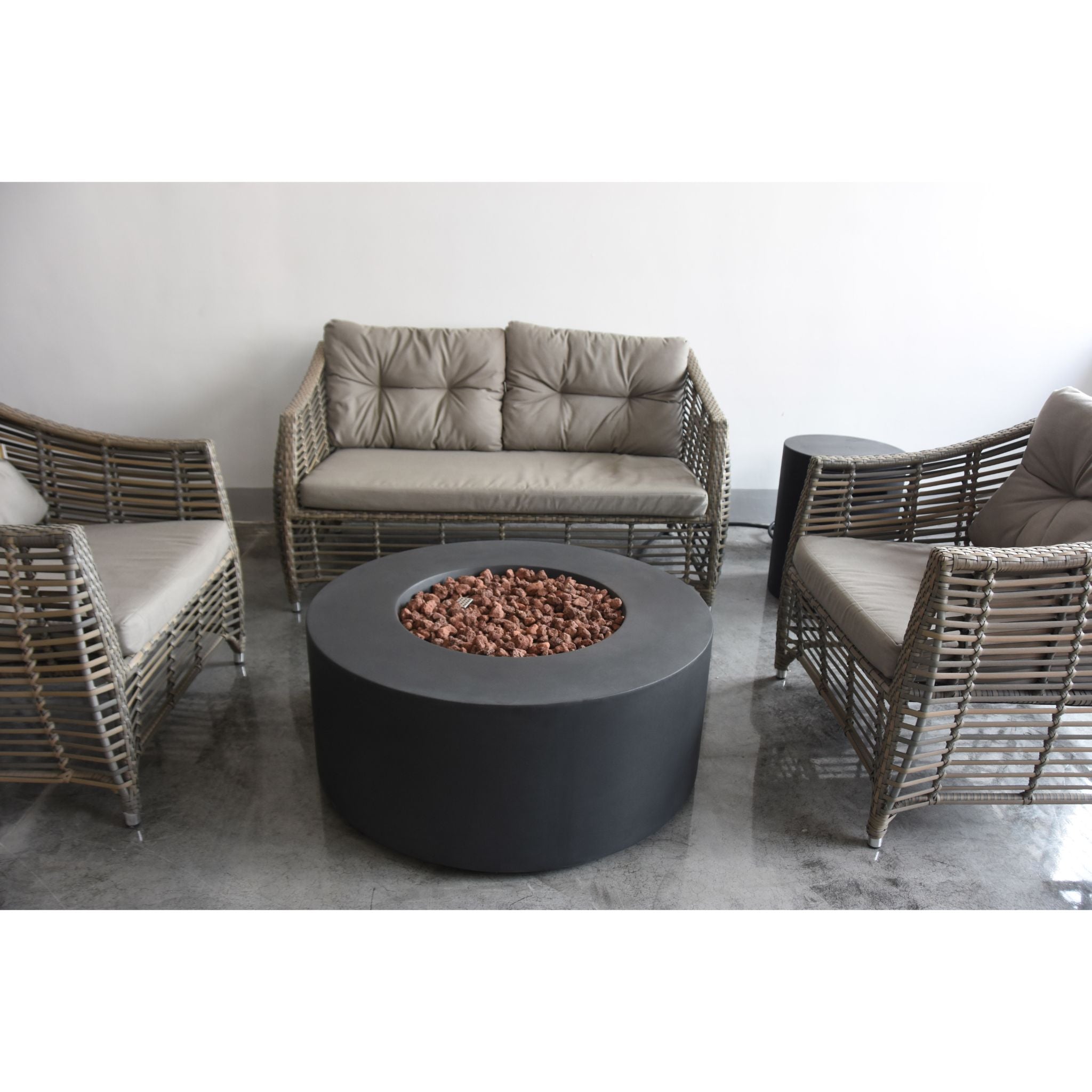 Venice 34” Concrete Fire Table - Dark Gray