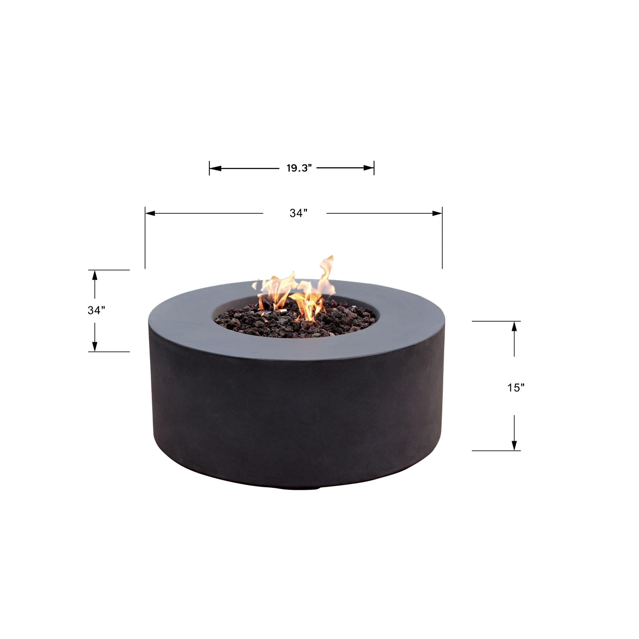 Venice 34” Concrete Fire Table - Dark Gray