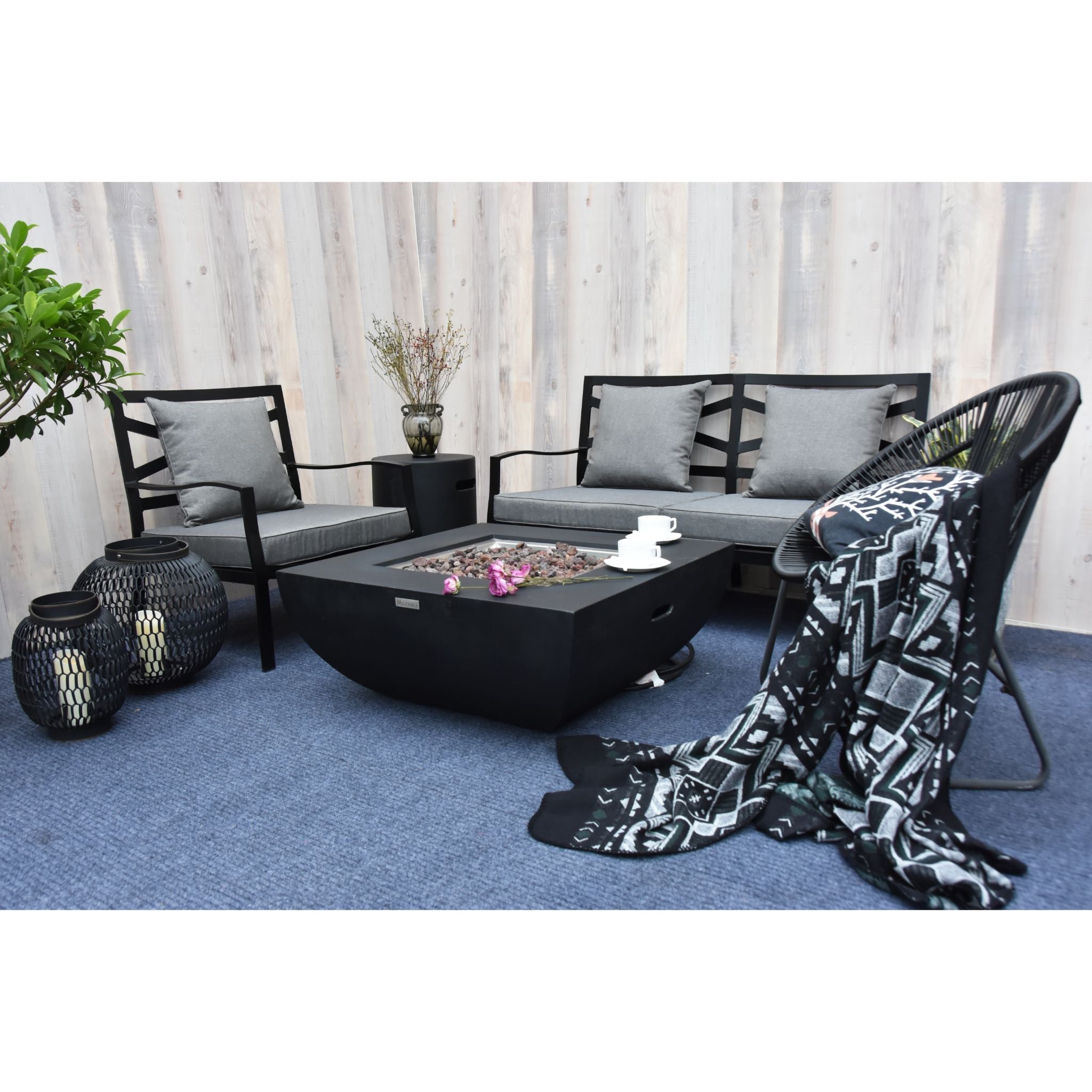 Aurora 34” Concrete Fire Table - Black
