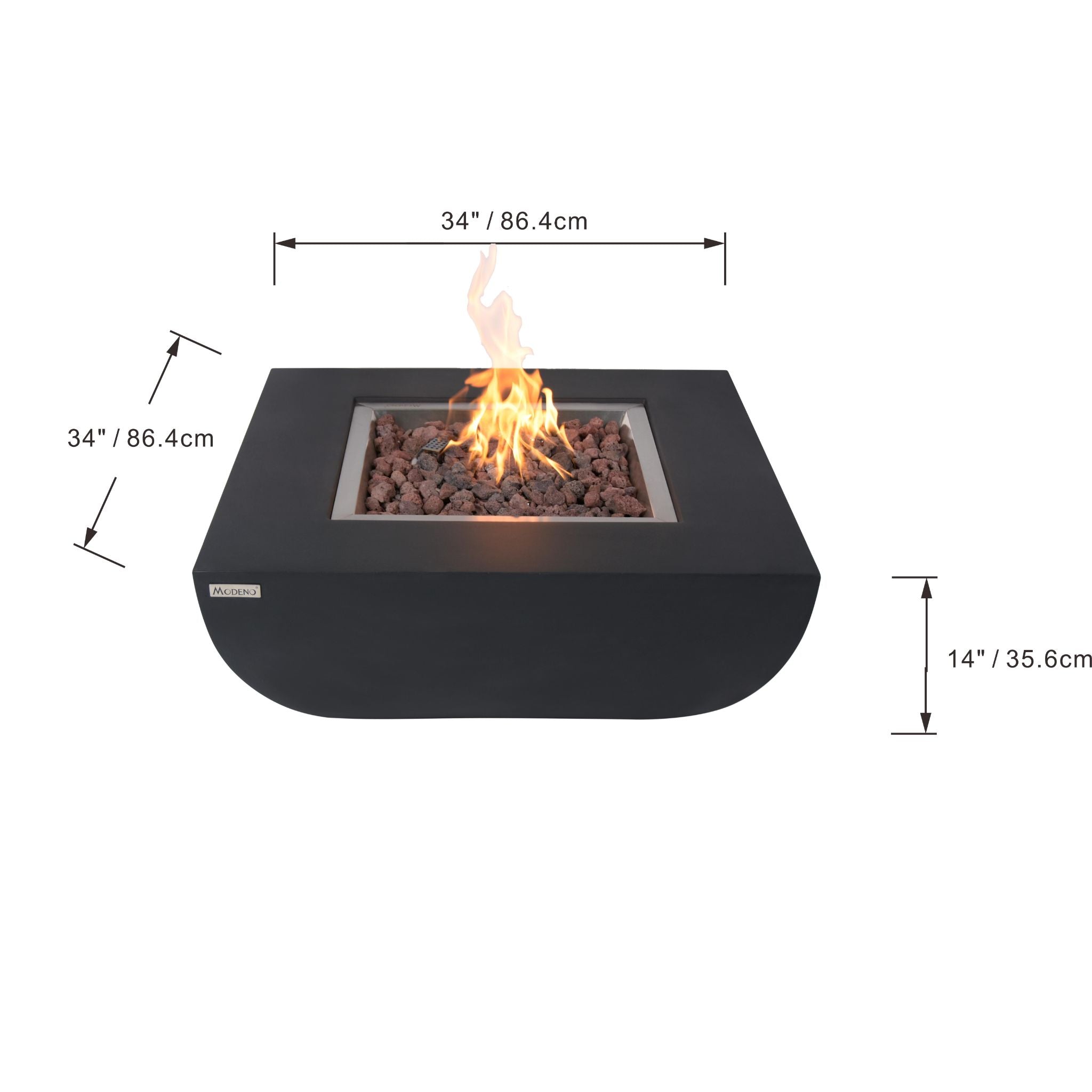 Aurora 34” Concrete Fire Table - Black