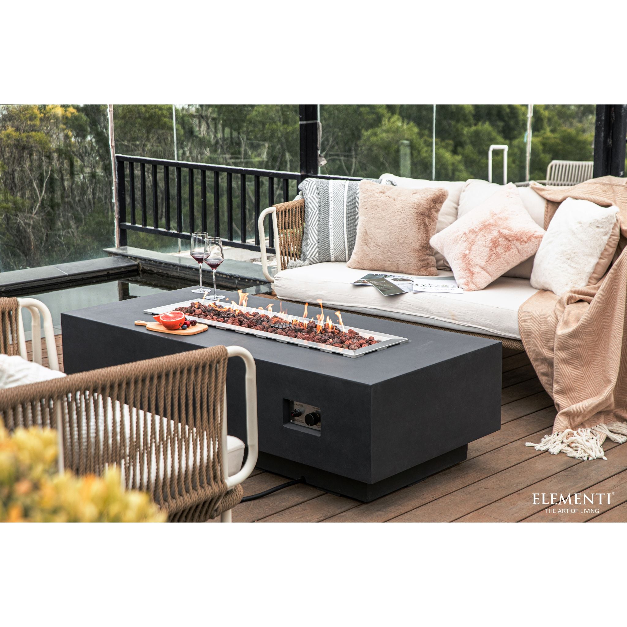 Granville 60” Concrete Fire Table – Dark Gray