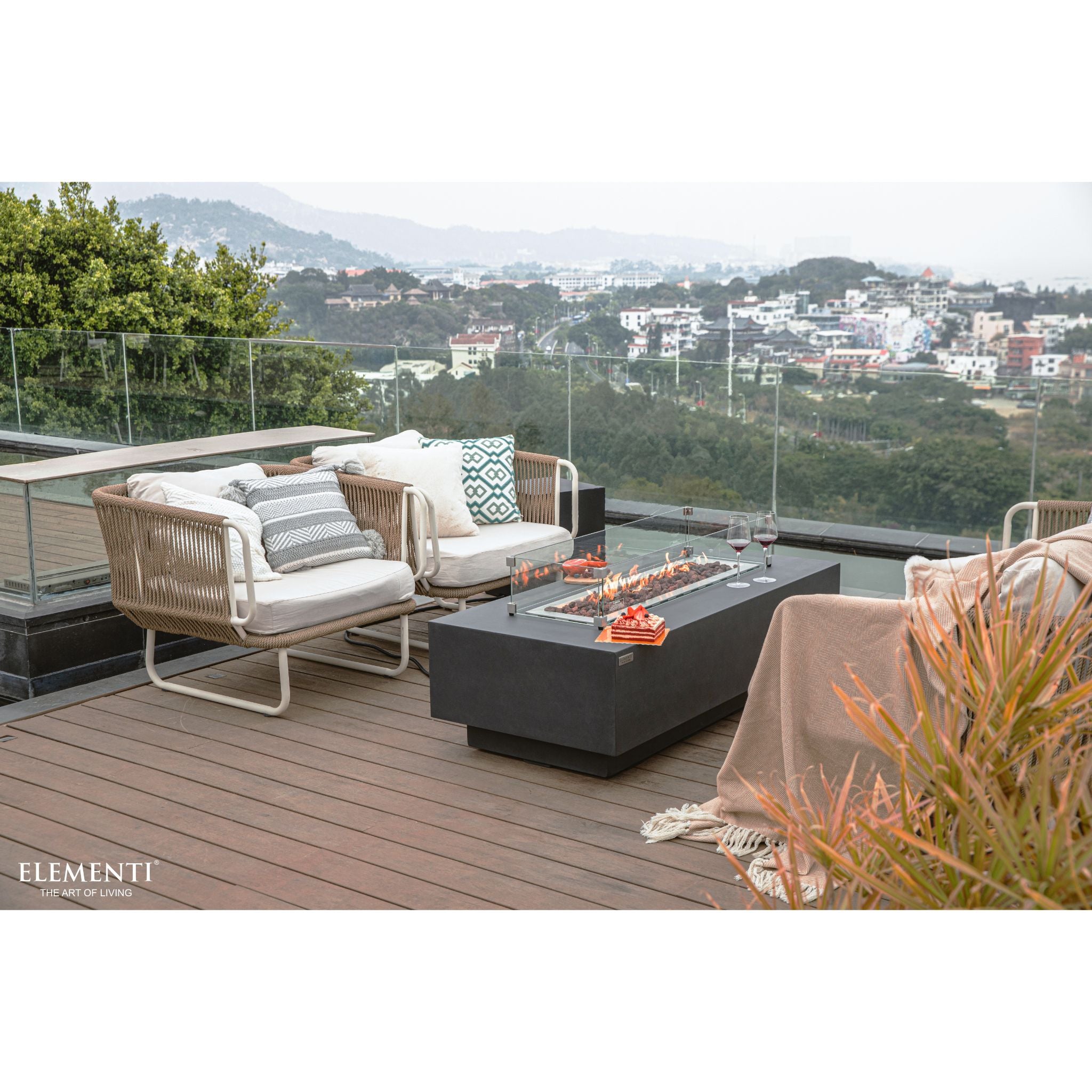 Granville 60” Concrete Fire Table – Dark Gray