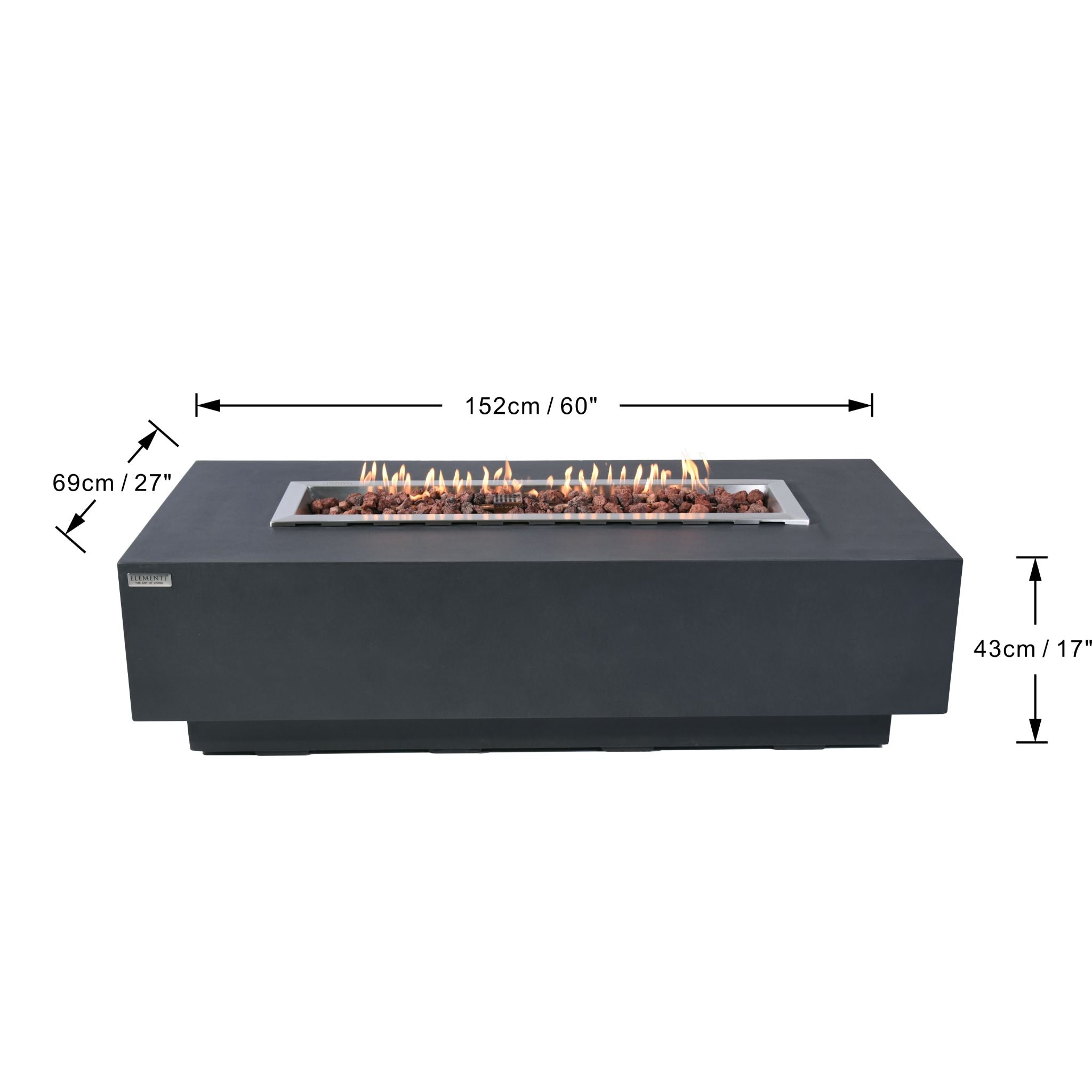 Granville 60” Concrete Fire Table – Dark Gray