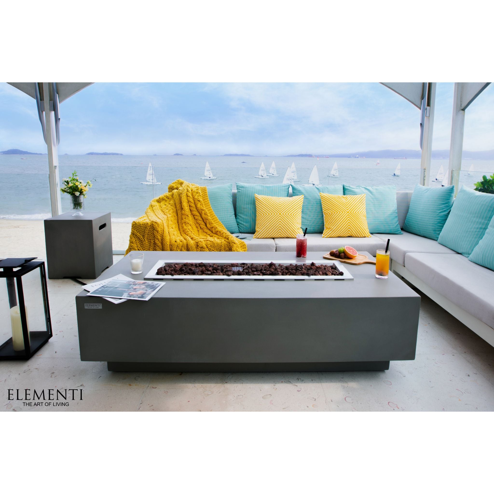 Granville 60” Concrete Fire Table – Light Gray