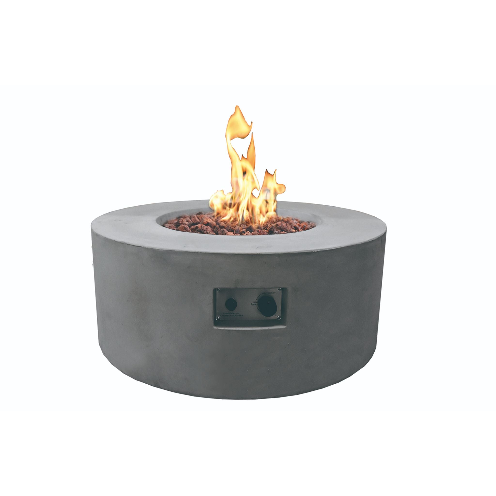 Tramore 34” Concrete Fire Table - Light Gray