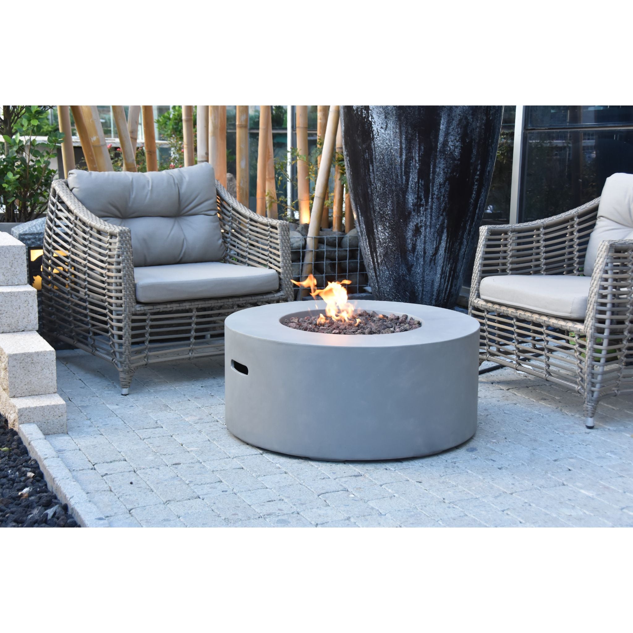 Tramore 34” Concrete Fire Table - Light Gray