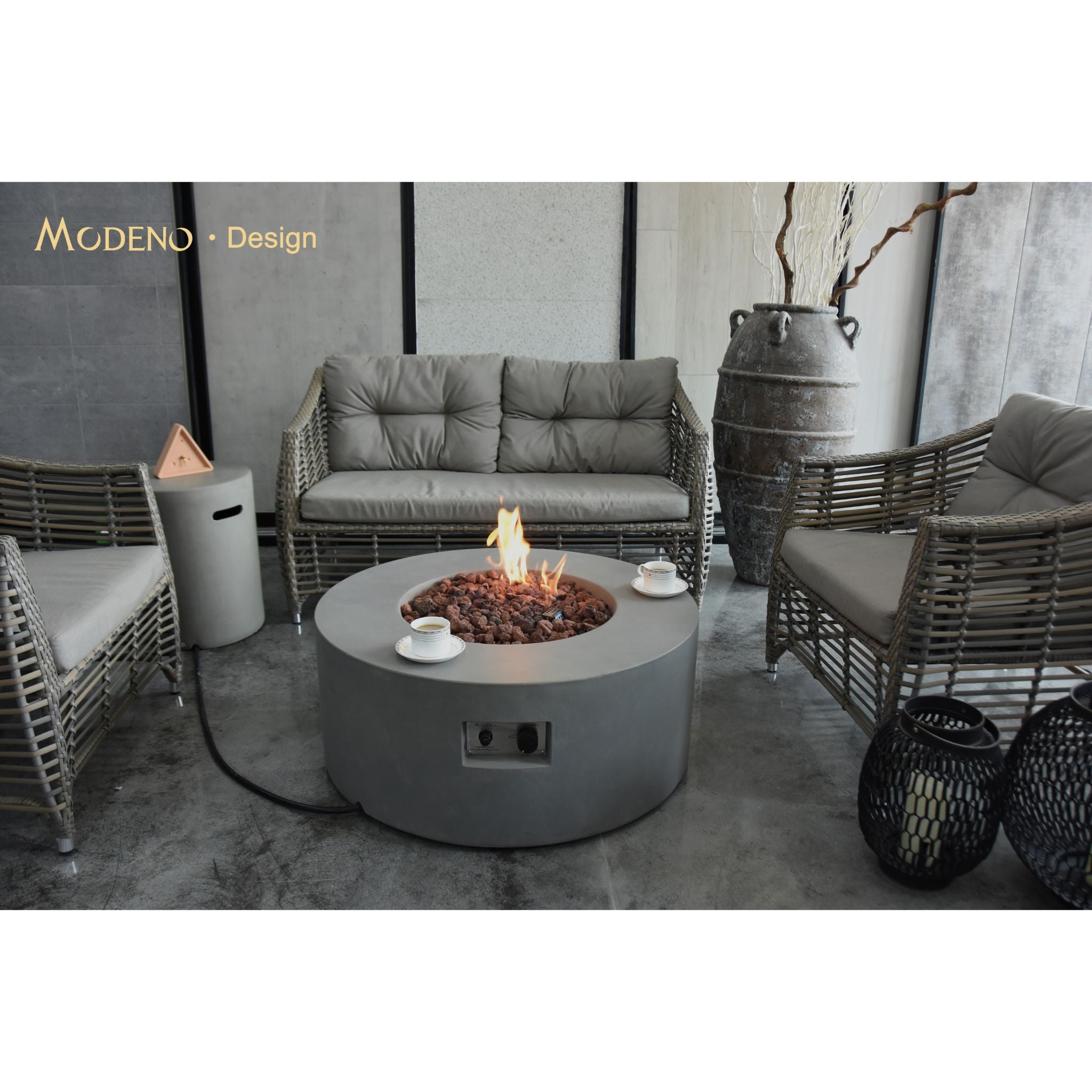 Tramore 34” Concrete Fire Table - Light Gray