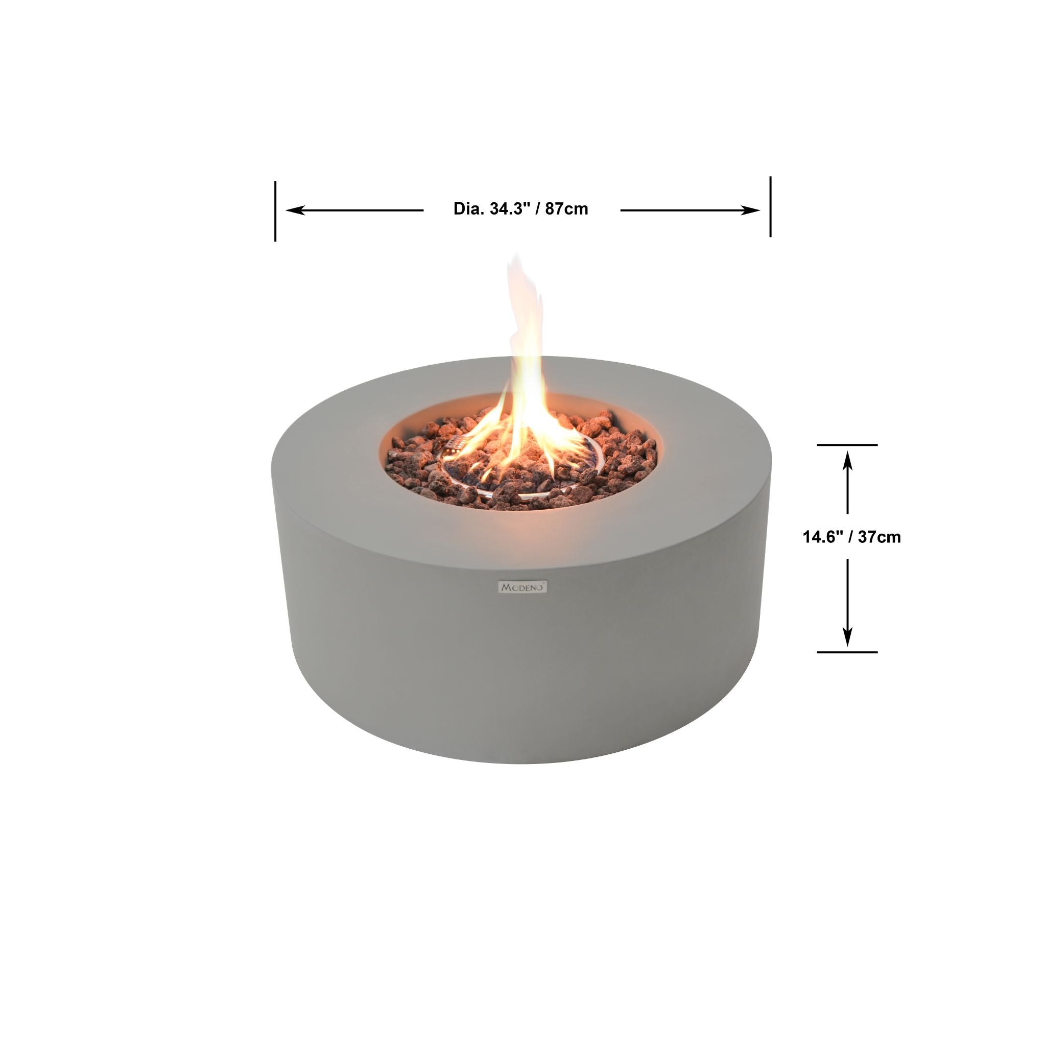 Tramore 34” Concrete Fire Table - Light Gray