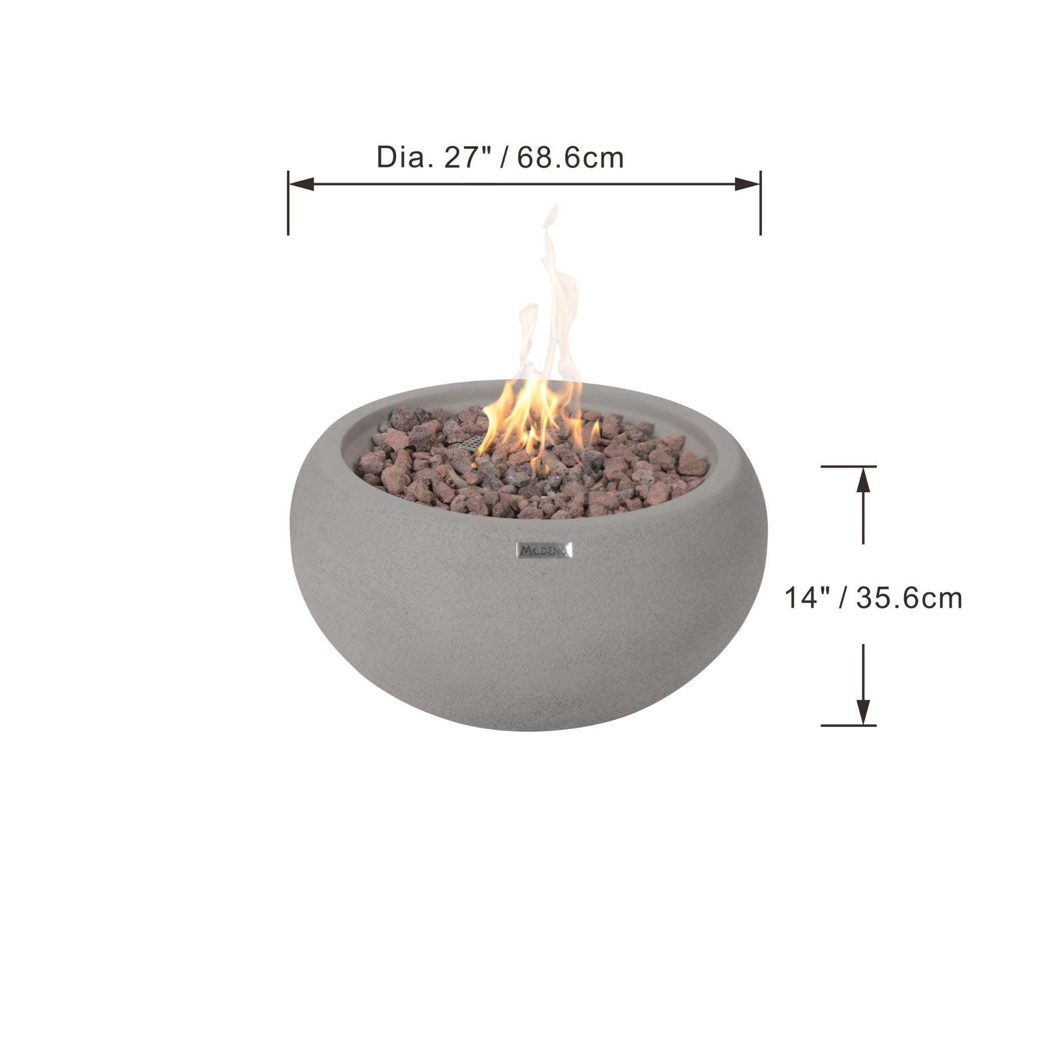 Newbridge 27” Concrete Fire Bowl - Light Gray
