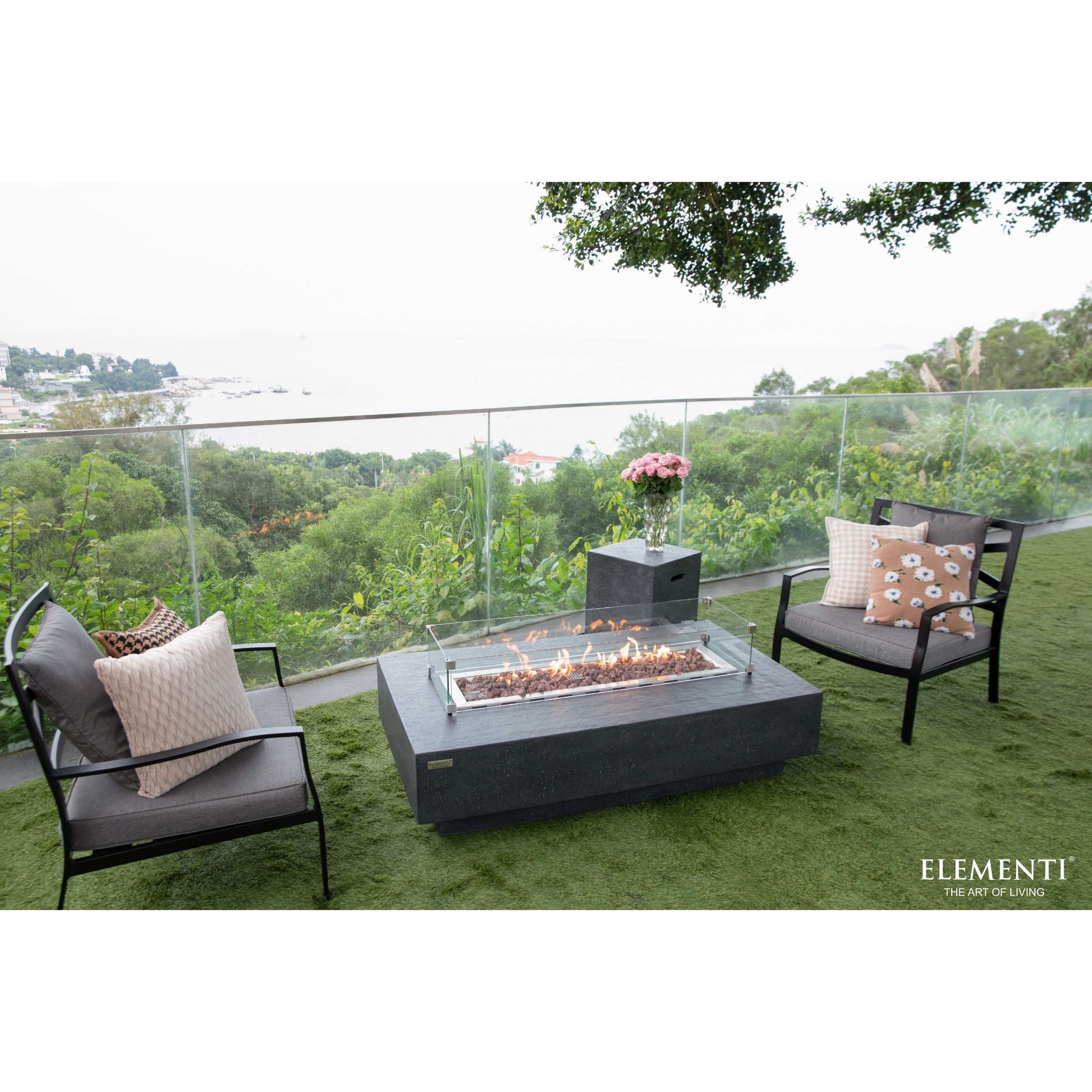 Hampton 56” Concrete Fire Table – Dark Gray
