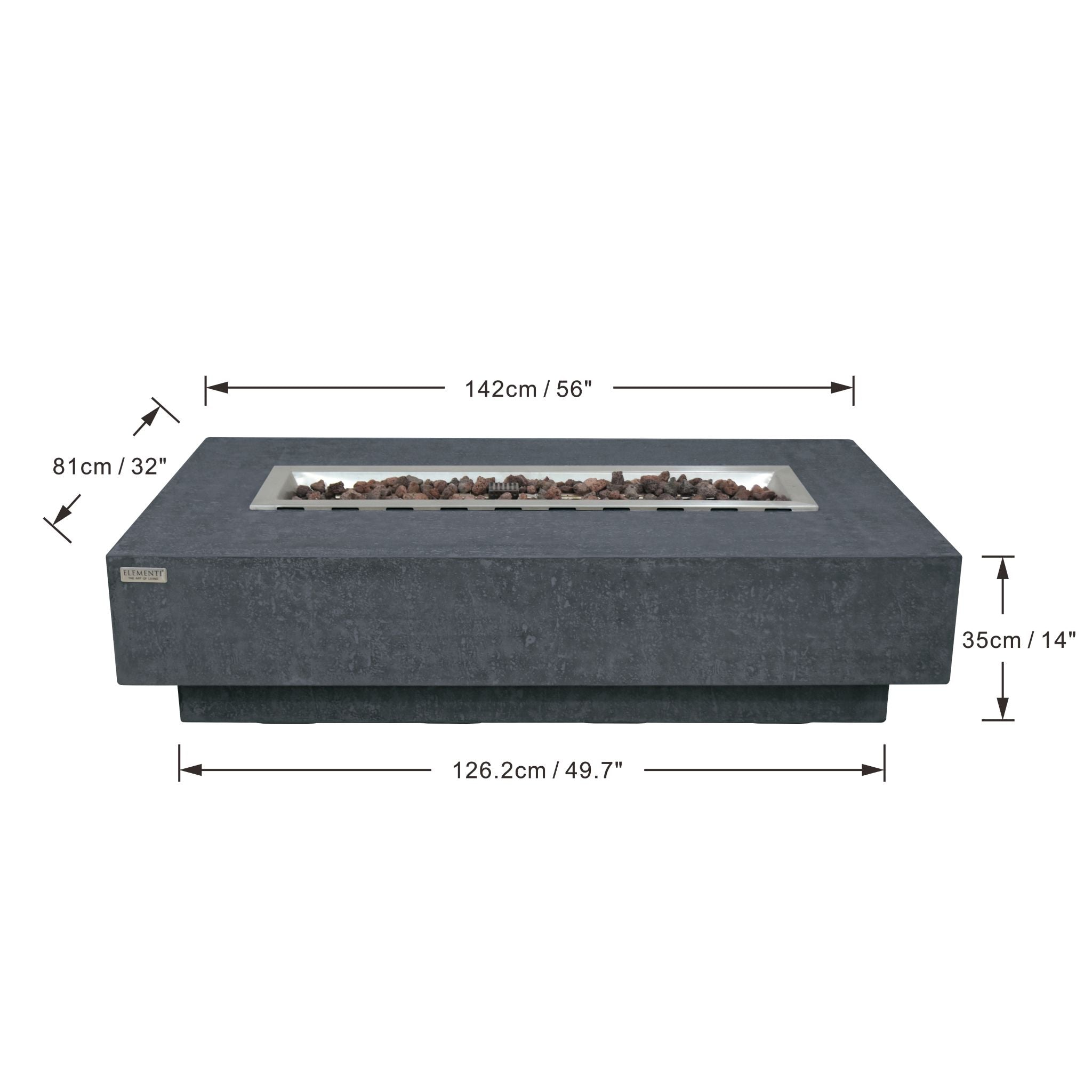 Hampton 56” Concrete Fire Table – Dark Gray