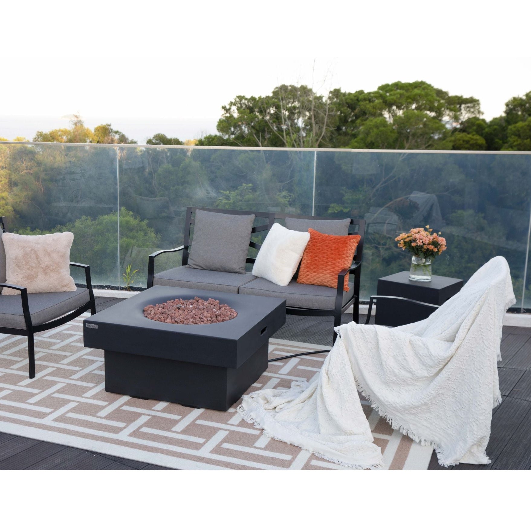 Modeno - Branford 34” Concrete Fire Table - Black