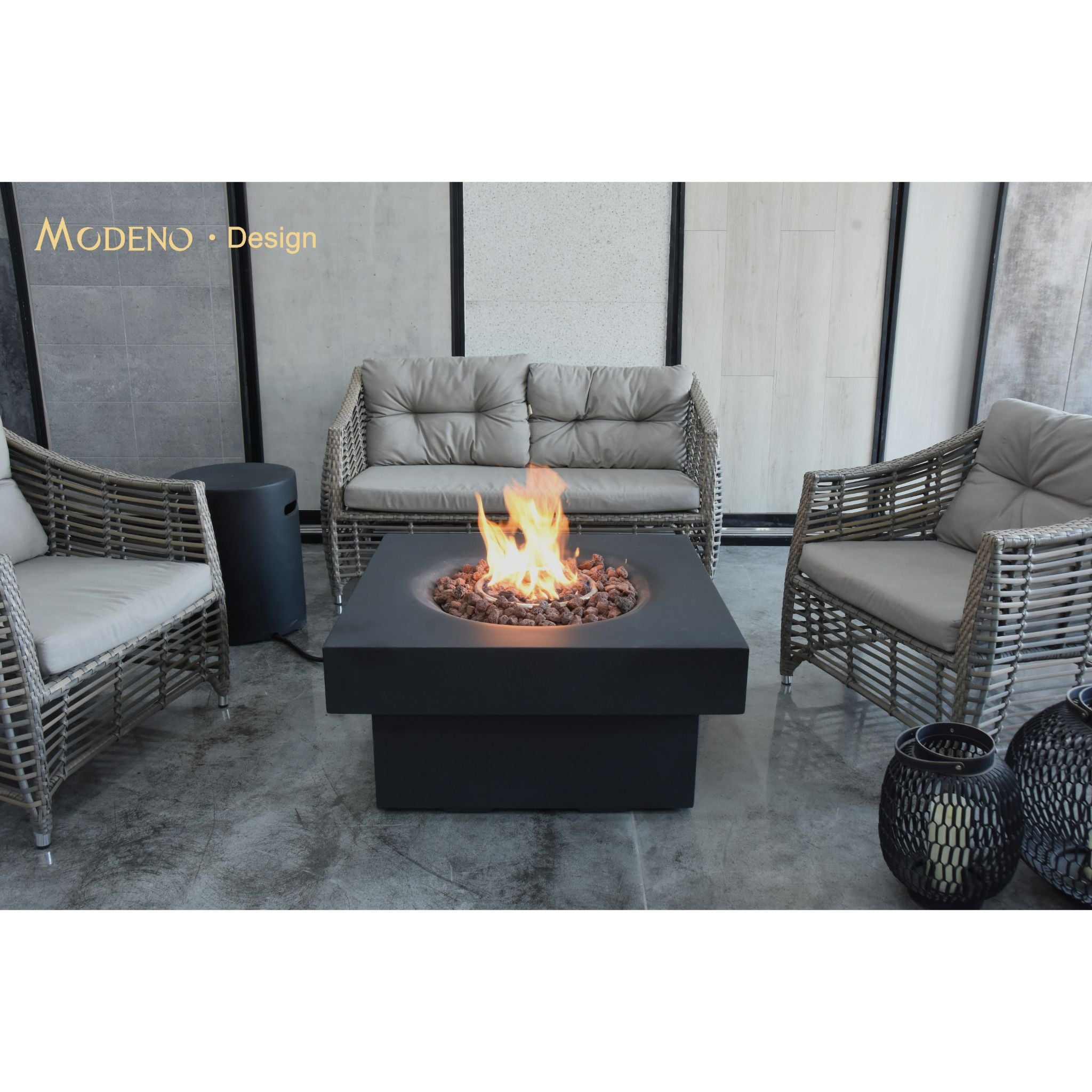 Branford 34” Concrete Fire Table - Black