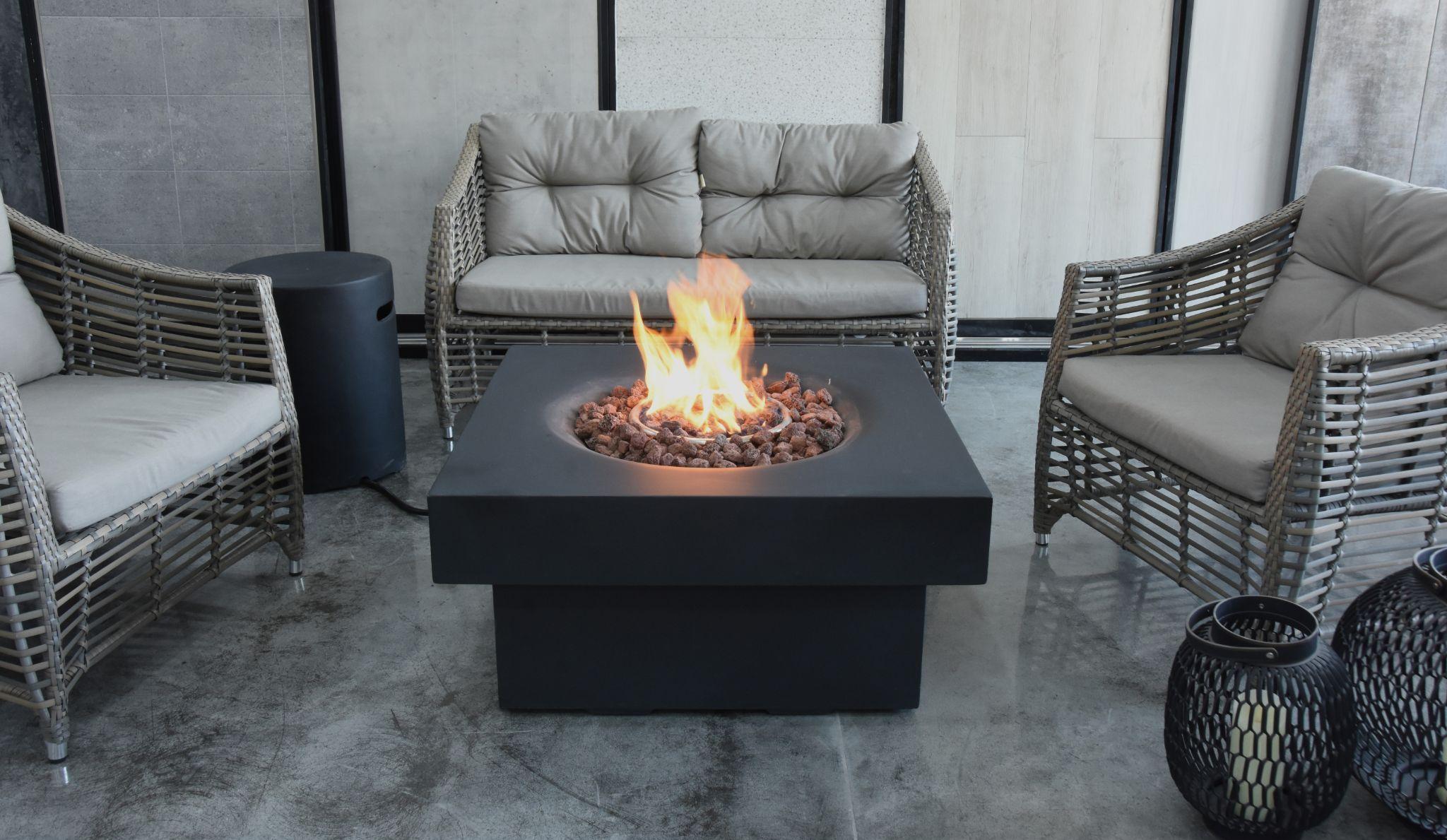 Modeno - Branford 34” Concrete Fire Table - Black