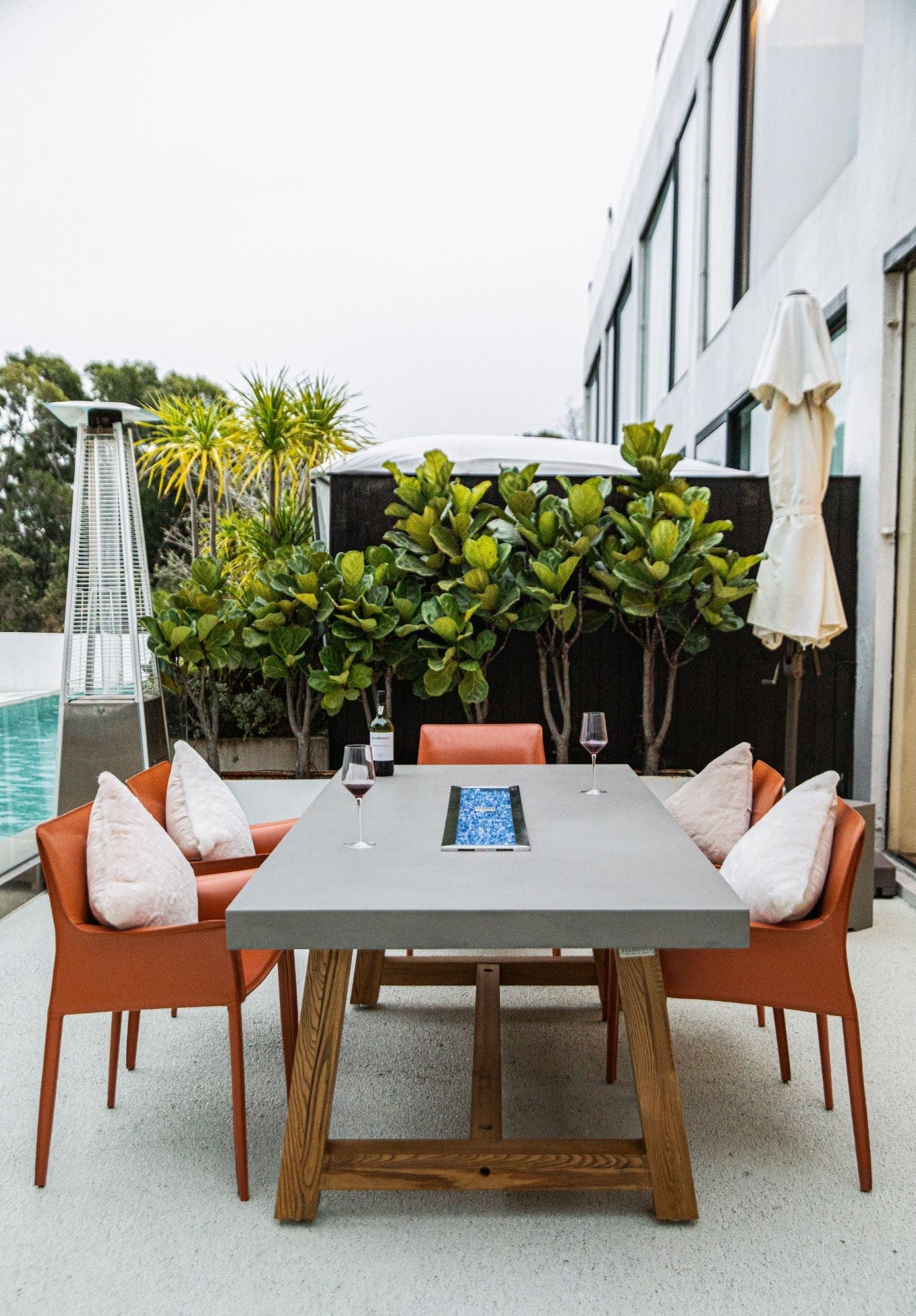 Elementi - Sonoma 83” Concrete Fire/ Dining Table -  Ashwood