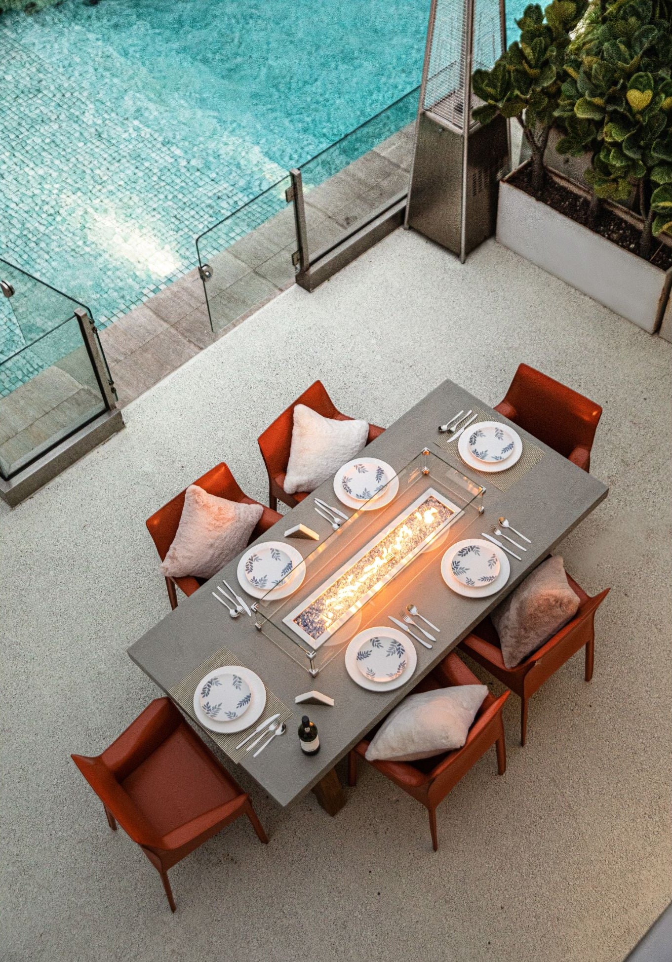 Elementi - Sonoma 83” Concrete Fire/ Dining Table -  Ashwood