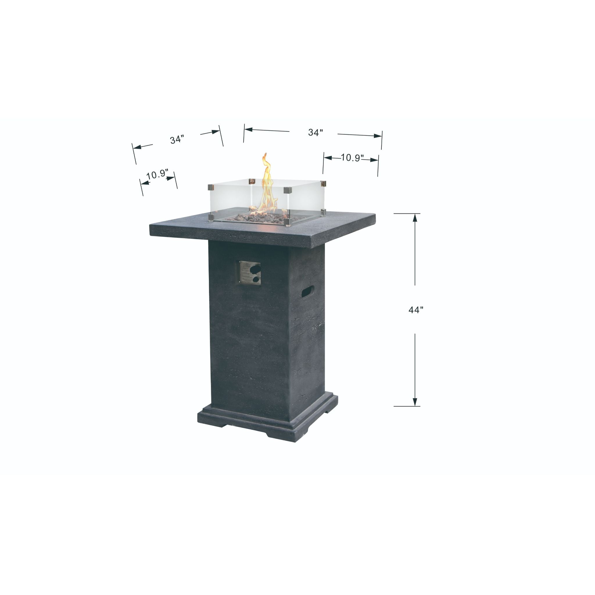 Montreal 34” Bar Height Concrete Fire Table - Dark Gray