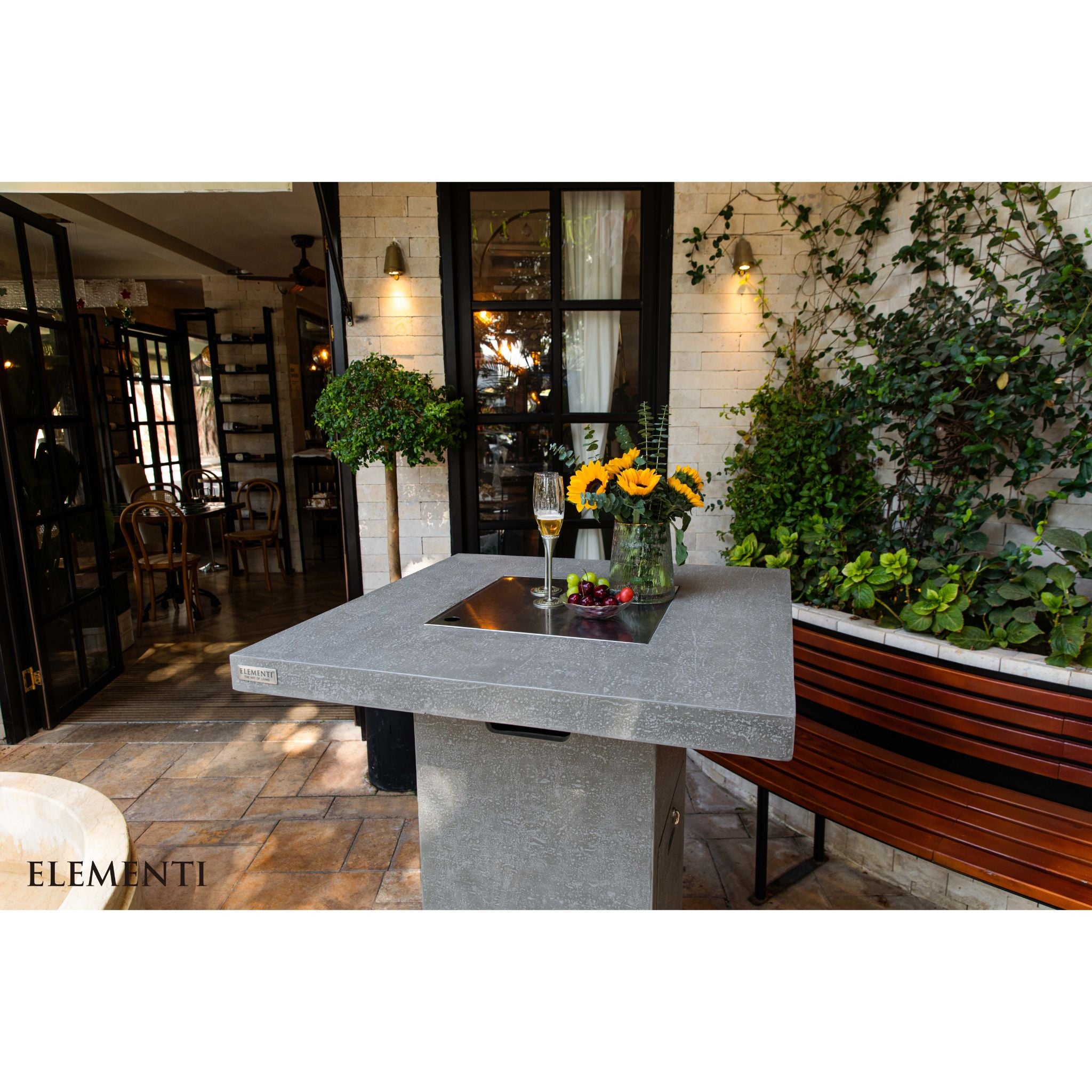 Montreal 34” Bar Height Concrete Fire Table - Light Gray