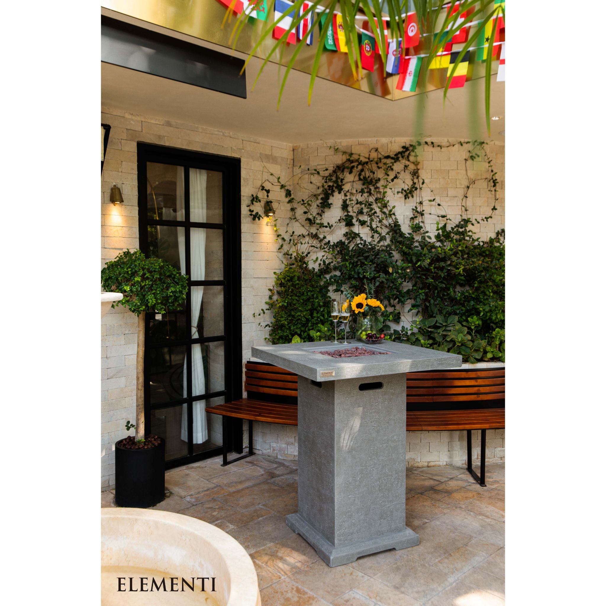 Montreal 34” Bar Height Concrete Fire Table - Light Gray
