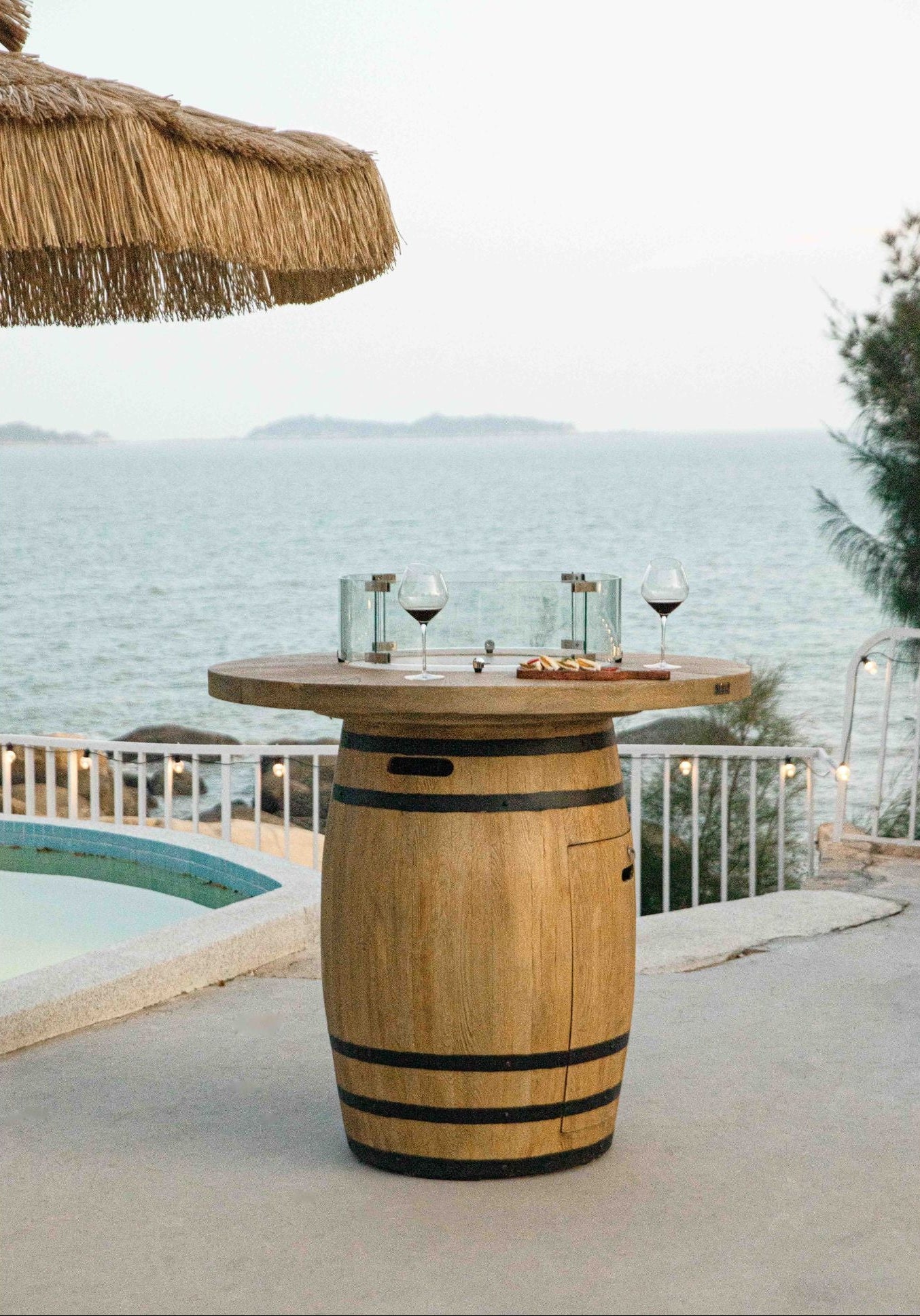 Elementi - Lafite 48” Concrete Barrel Bar Height Fire Table