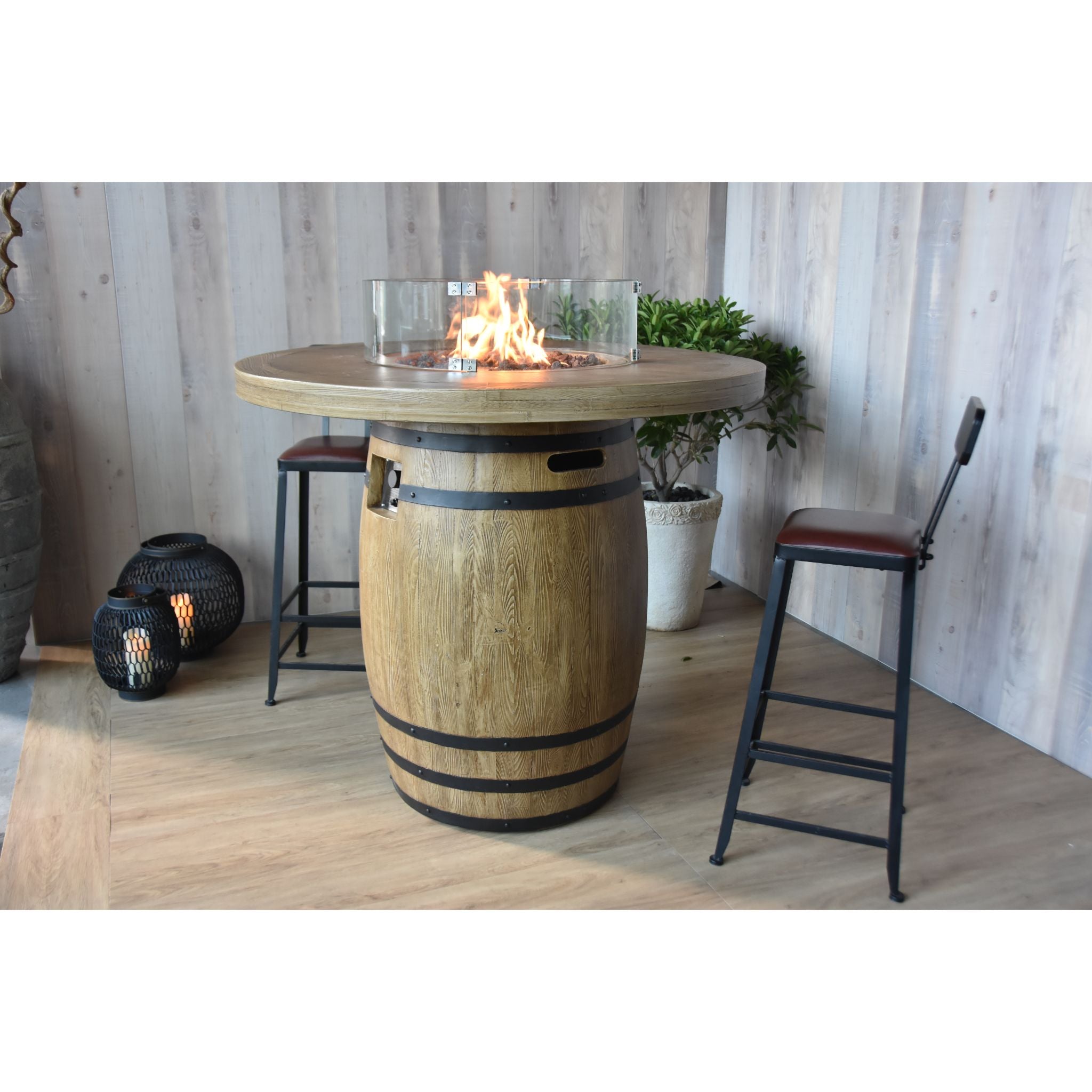 Lafite 48” Concrete Barrel Bar Height Fire Table