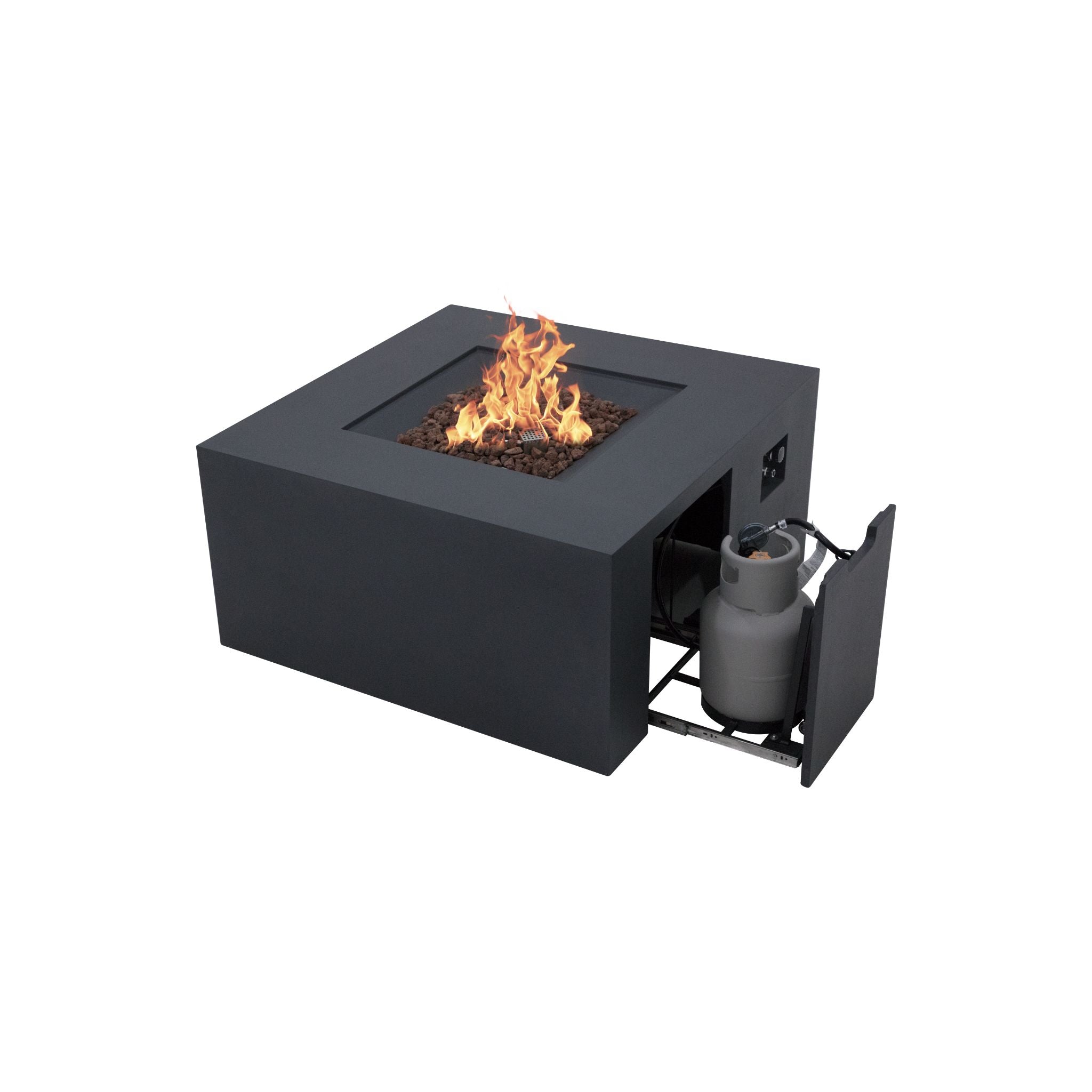 Rocky 43” Square Fire Table with Hidden Tank - Dark Gray
