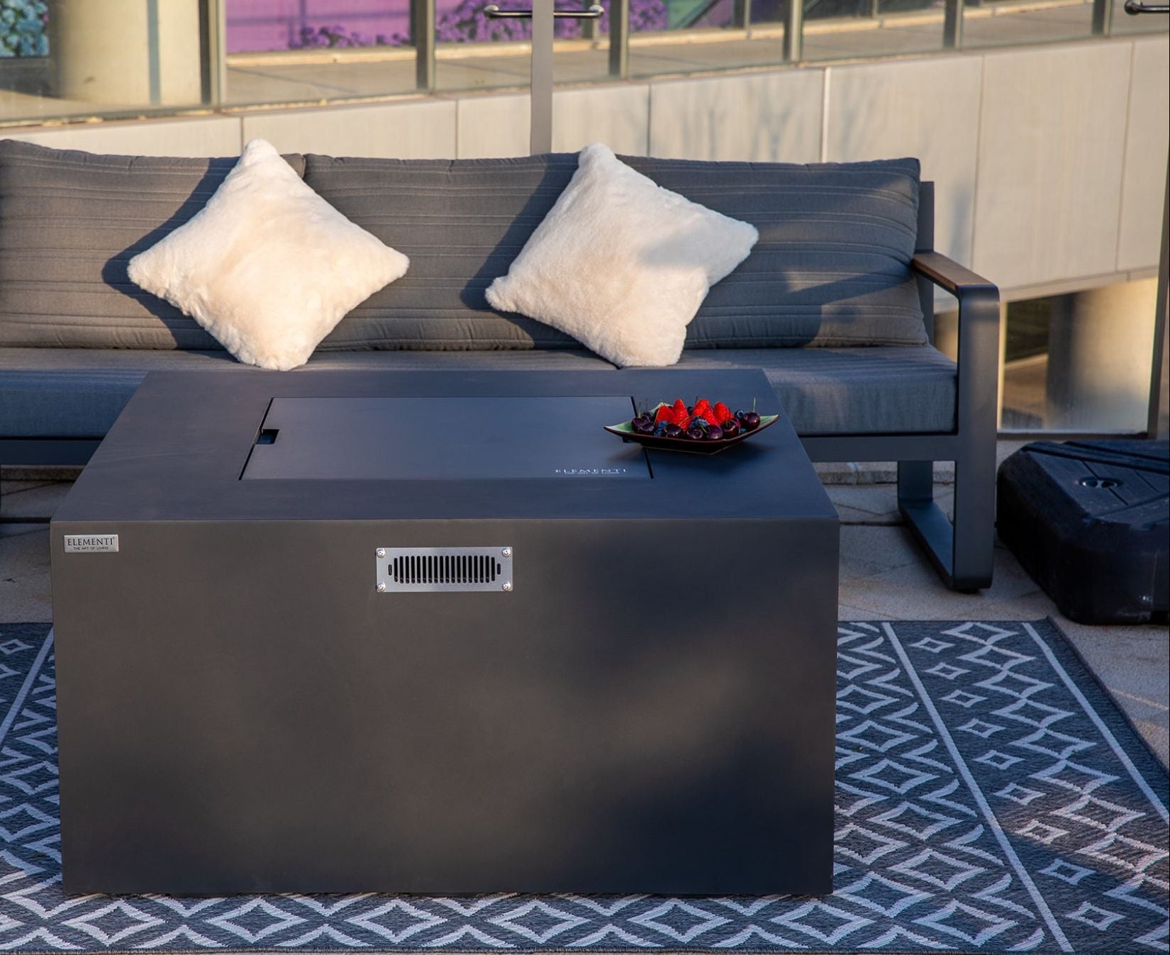 Elementi - Rocky 43” Square Fire Table with Hidden Tank - Dark Gray