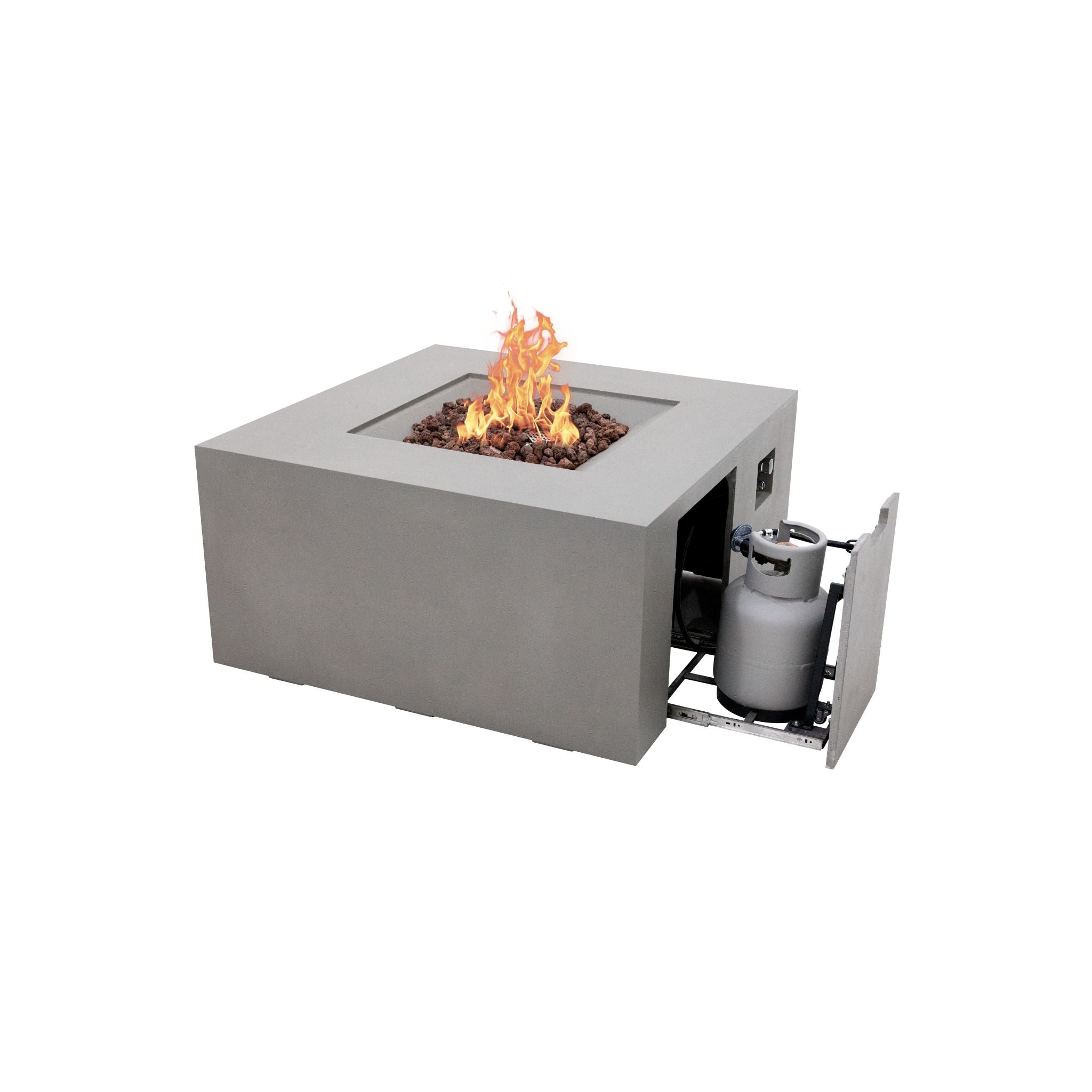 Rocky 43” Square Fire Table with Hidden Tank - Light Gray