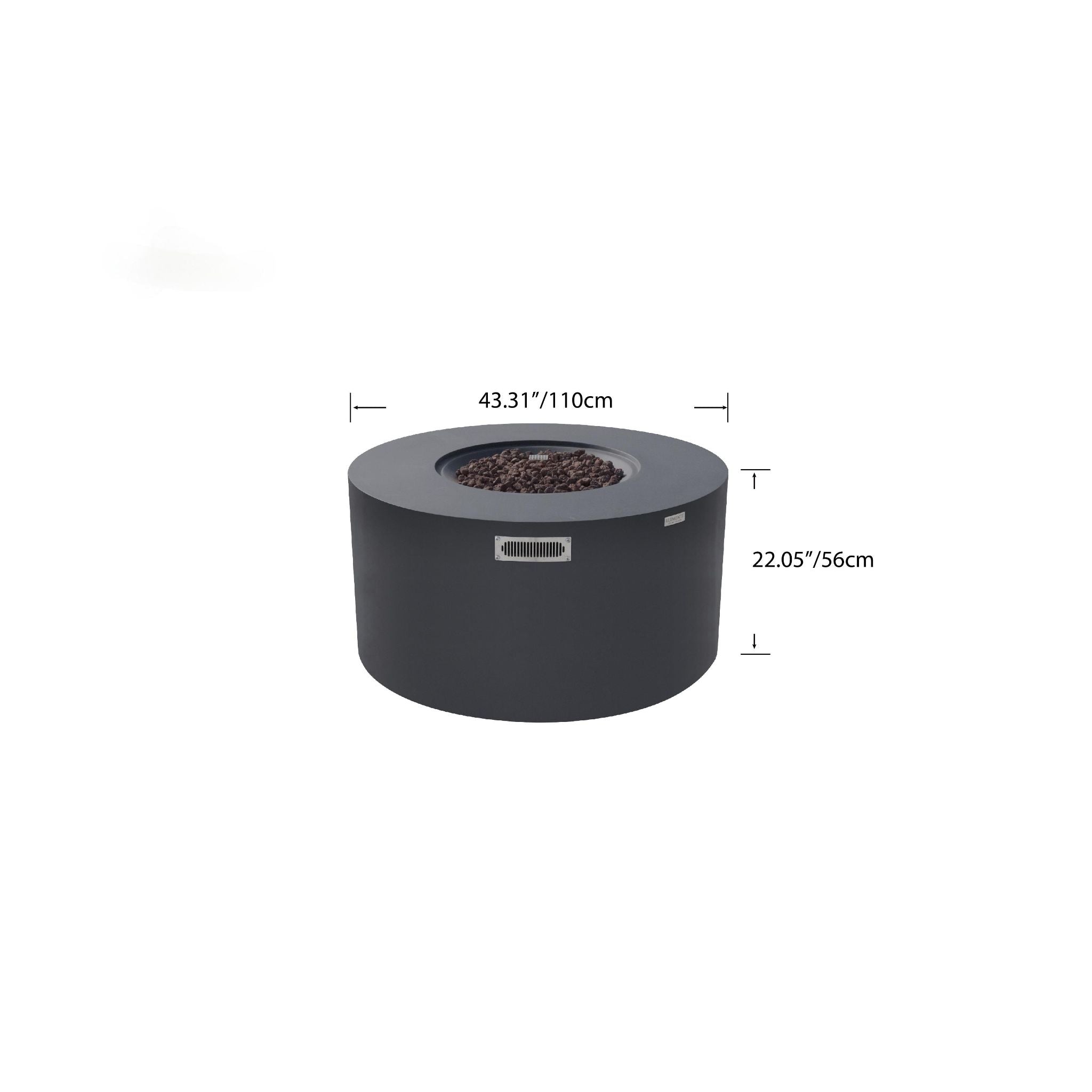 Pacaya 43” Round Fire Table with Hidden Tank - Dark Gray