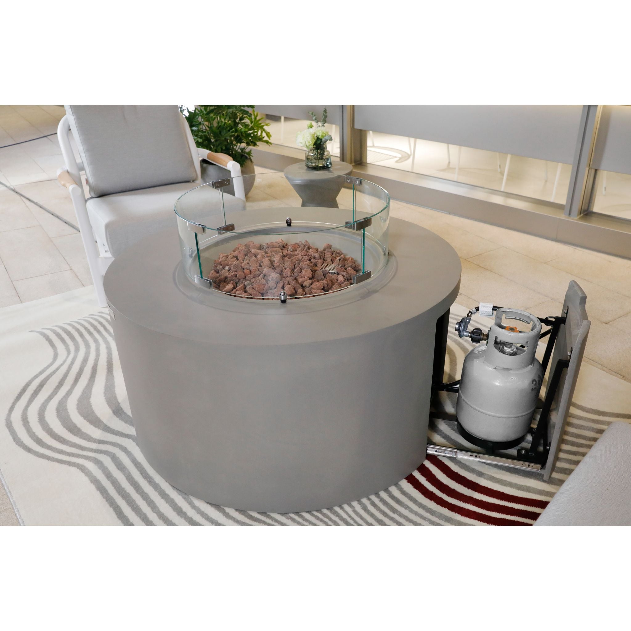 Pacaya 43” Round Fire Table with Hidden Tank - Light Gray