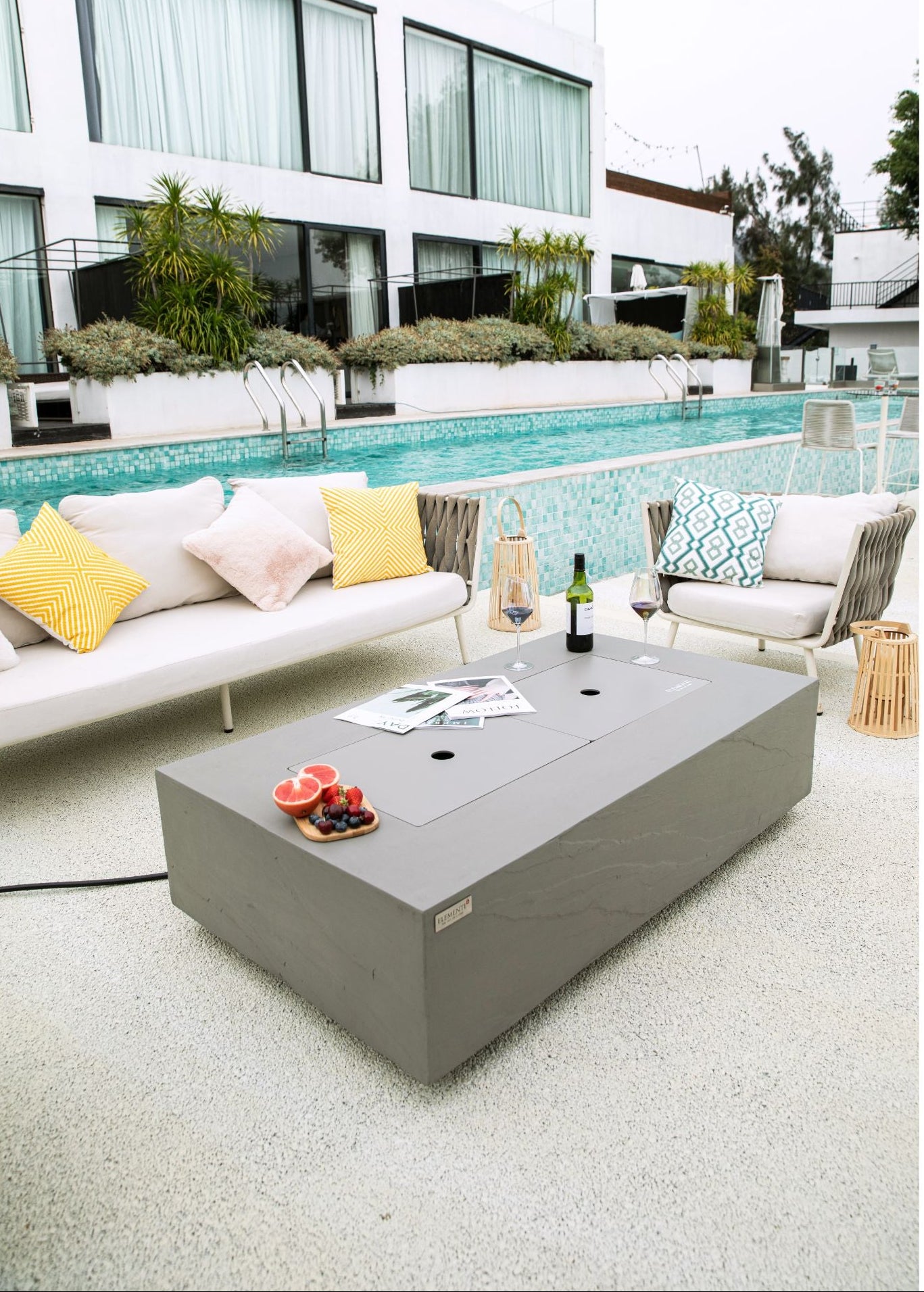 Elementi Plus - Meteora 56” Sandstone Fire Table - Space Gray
